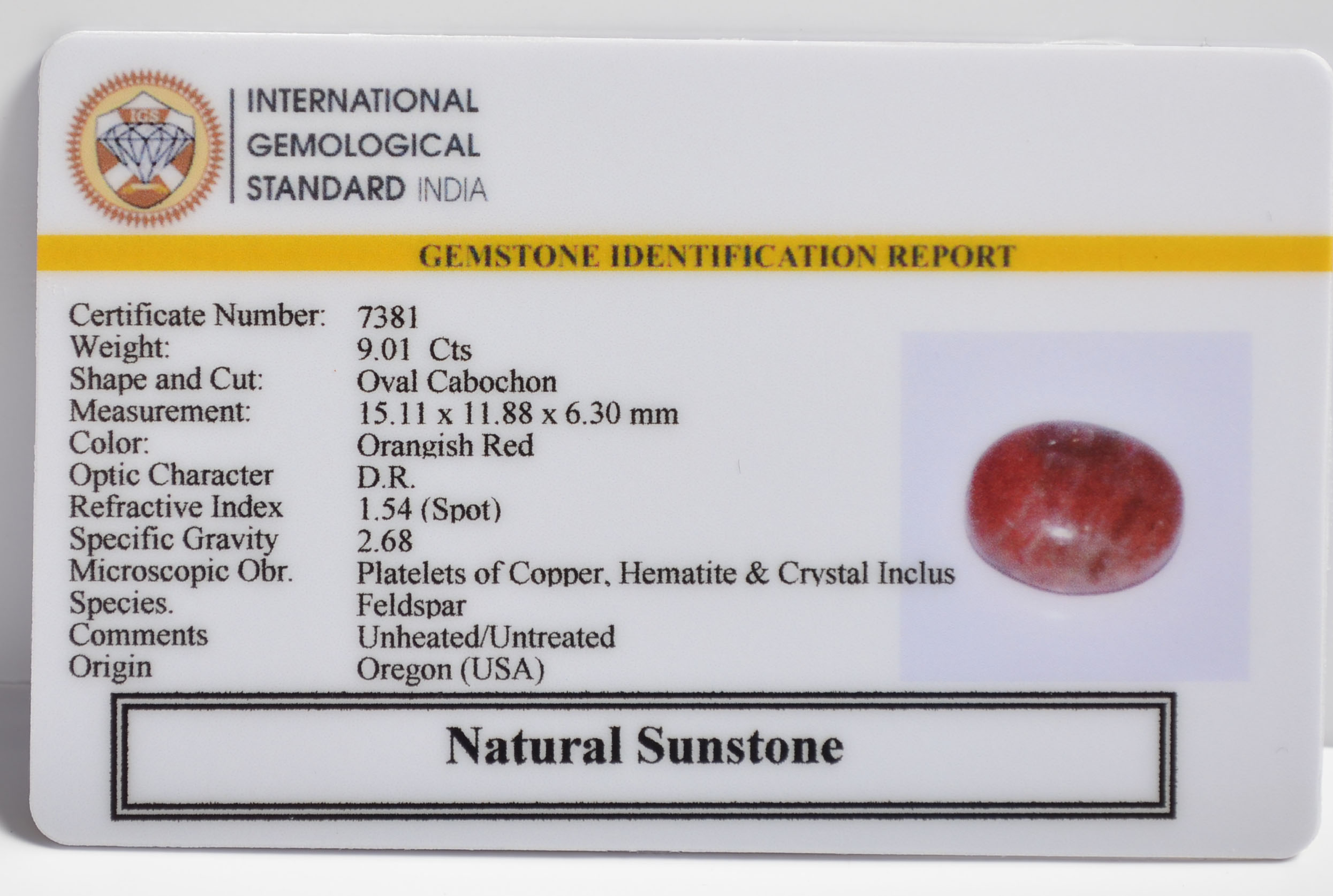 SUN259 2 SUNSTONE 9.01 Ct.