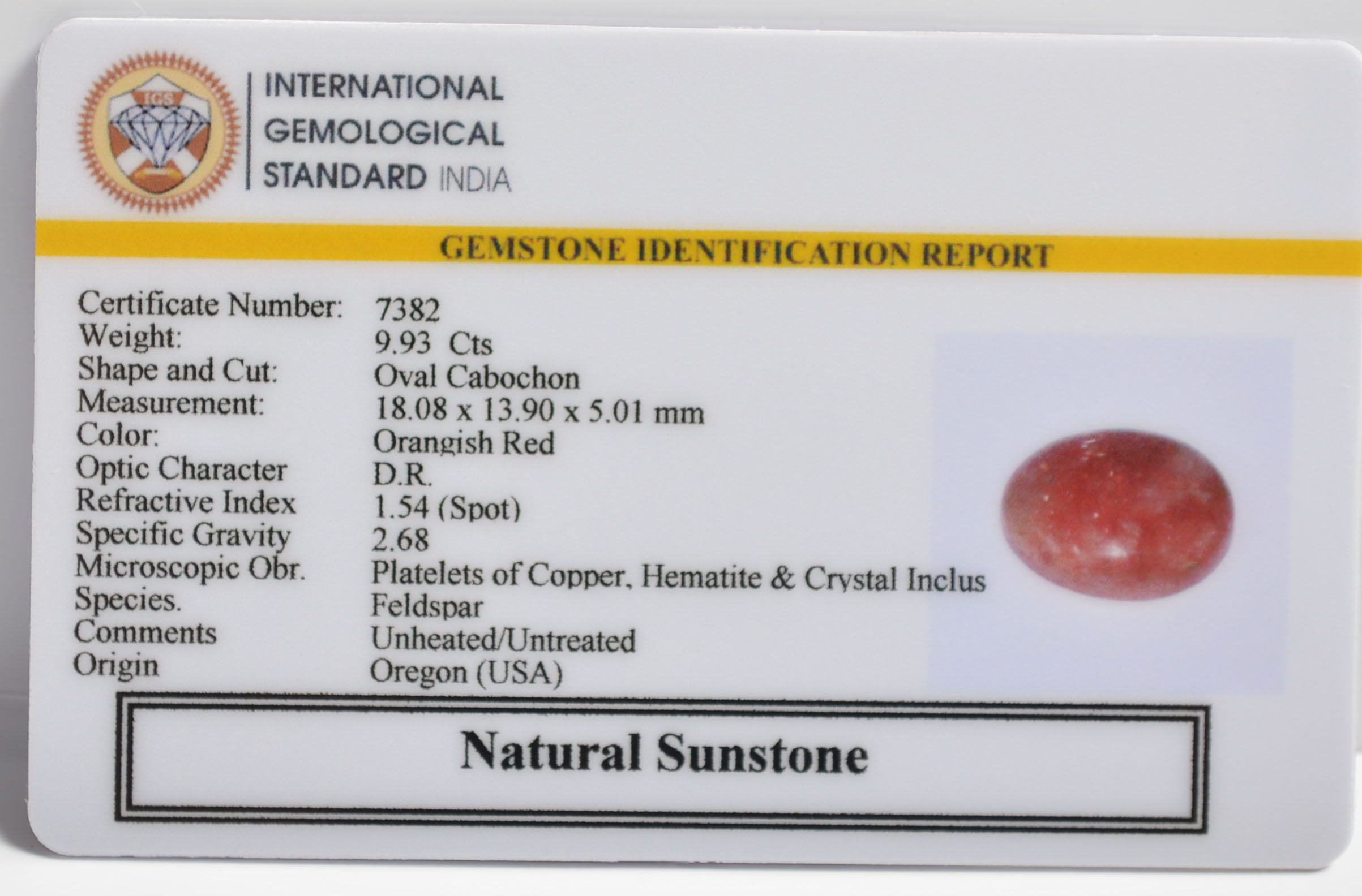 SUN260 2 SUNSTONE 9.93 Ct.