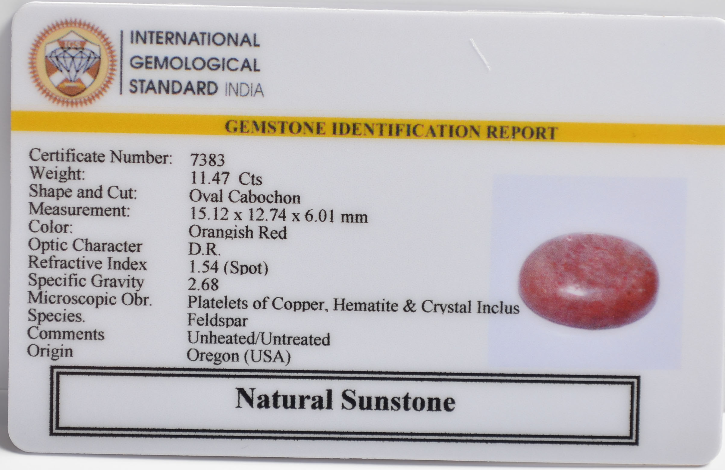 SUN261 2 SUNSTONE 11.47 Ct.