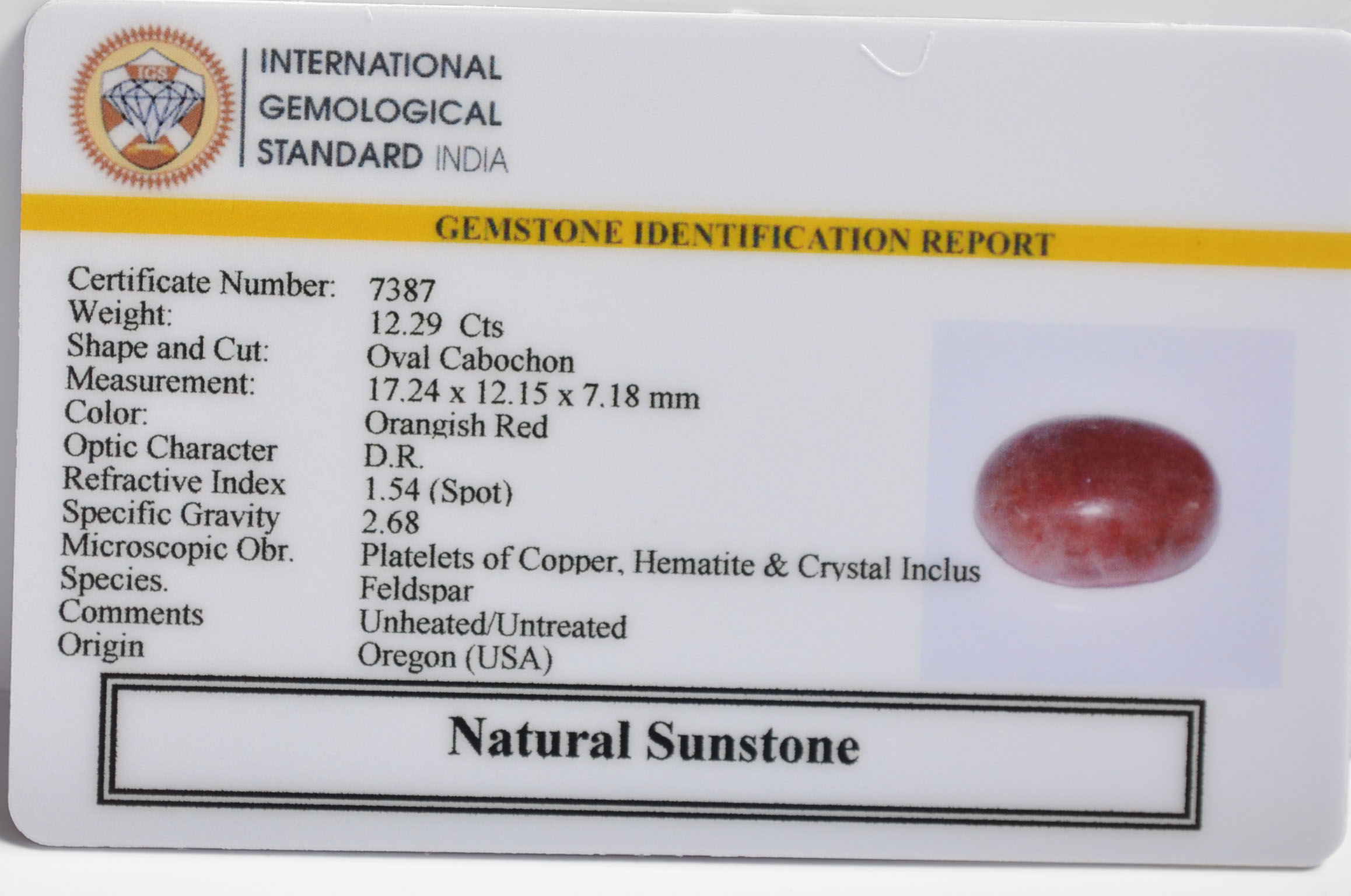 SUN265 2 SUNSTONE 12.29 Ct.