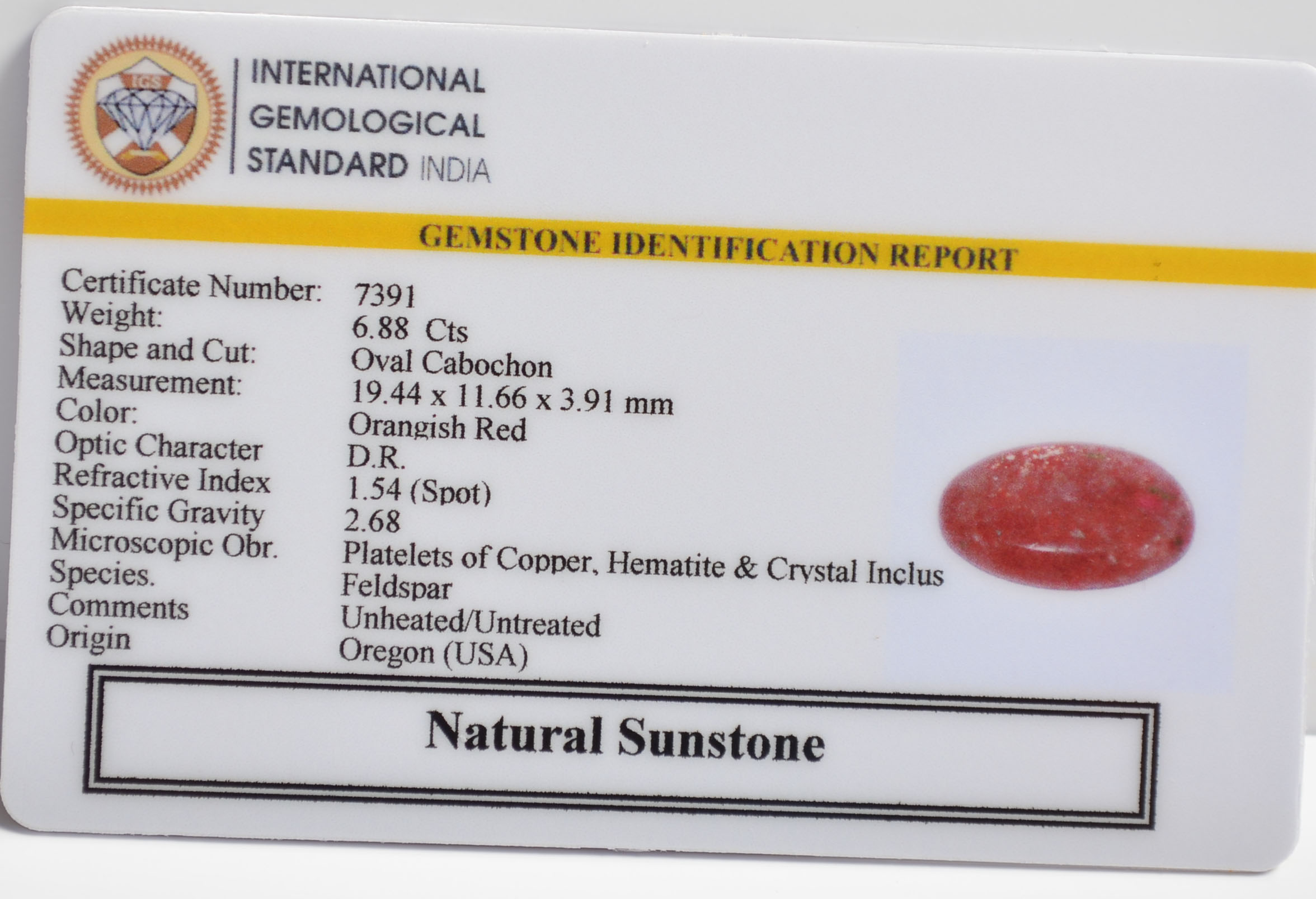 SUN269 2 SUNSTONE 6.88 Ct.