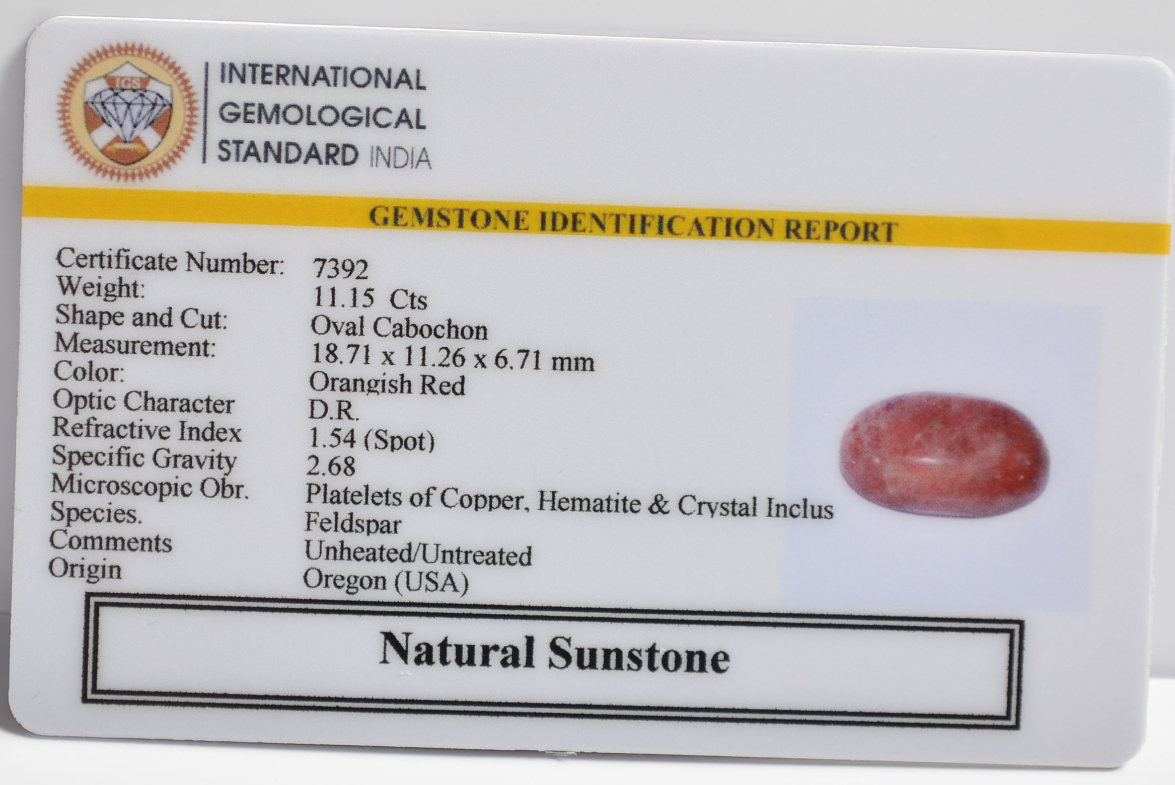 SUN270 2 SUNSTONE 11.15 Ct.