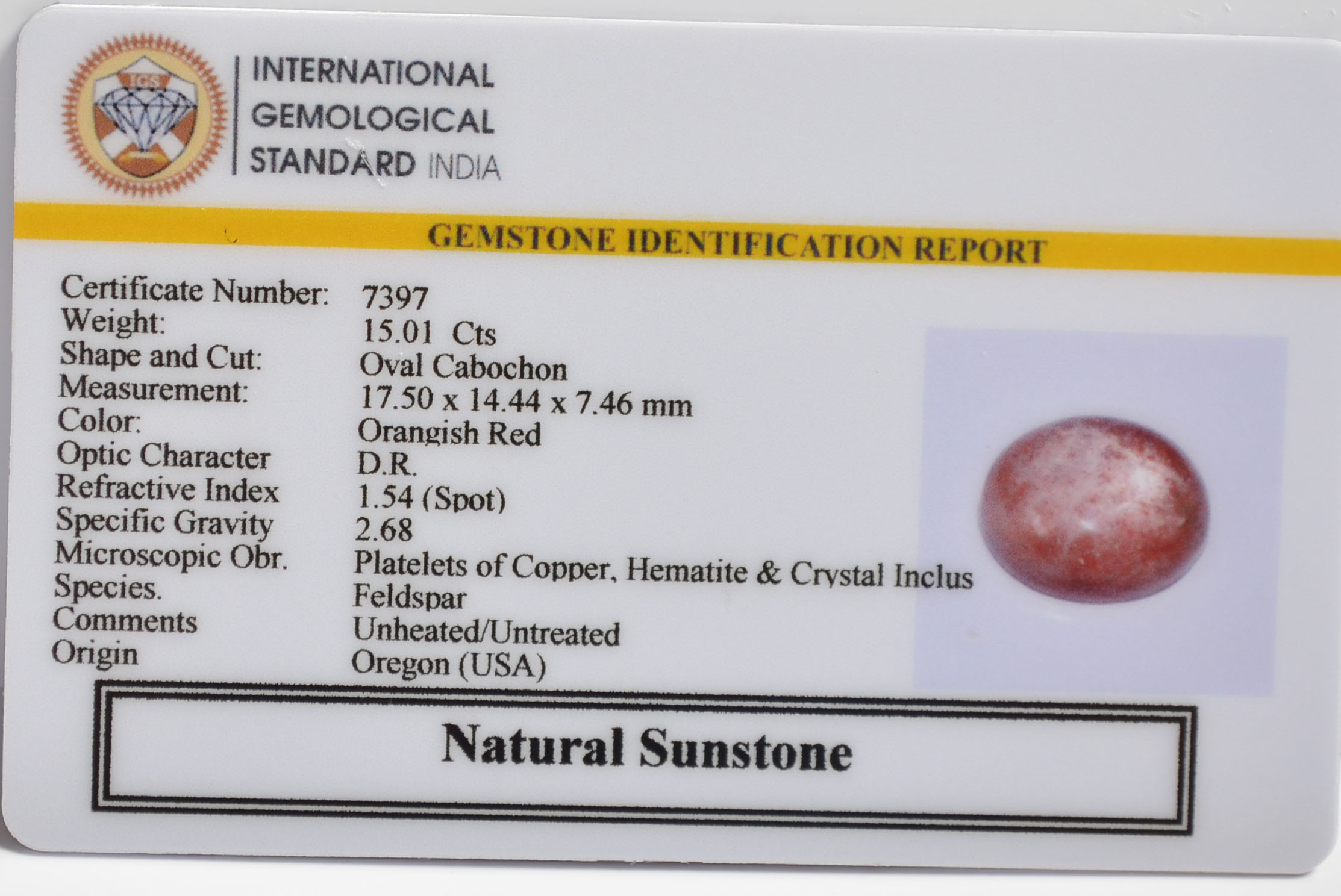 SUN275 2 SUNSTONE 15.01 Ct.