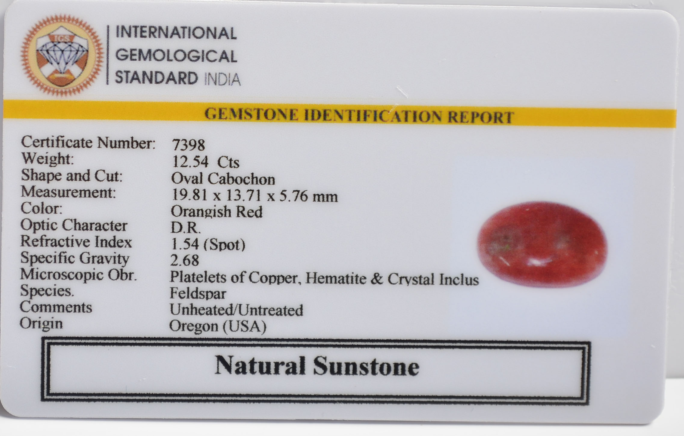 SUN276 2 SUNSTONE 12.54 Ct.