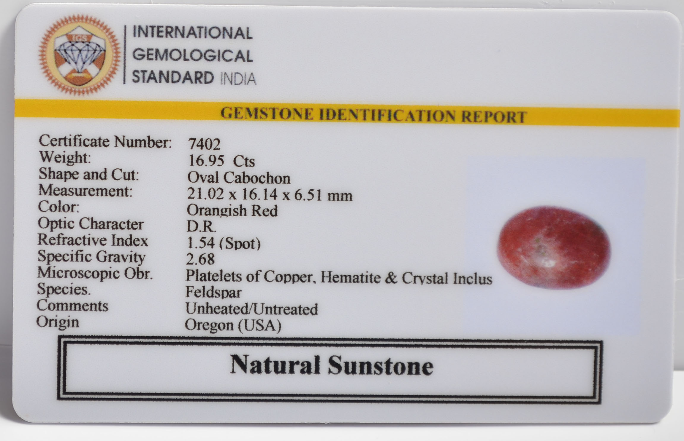 SUN280 2 SUNSTONE 16.95 Ct.