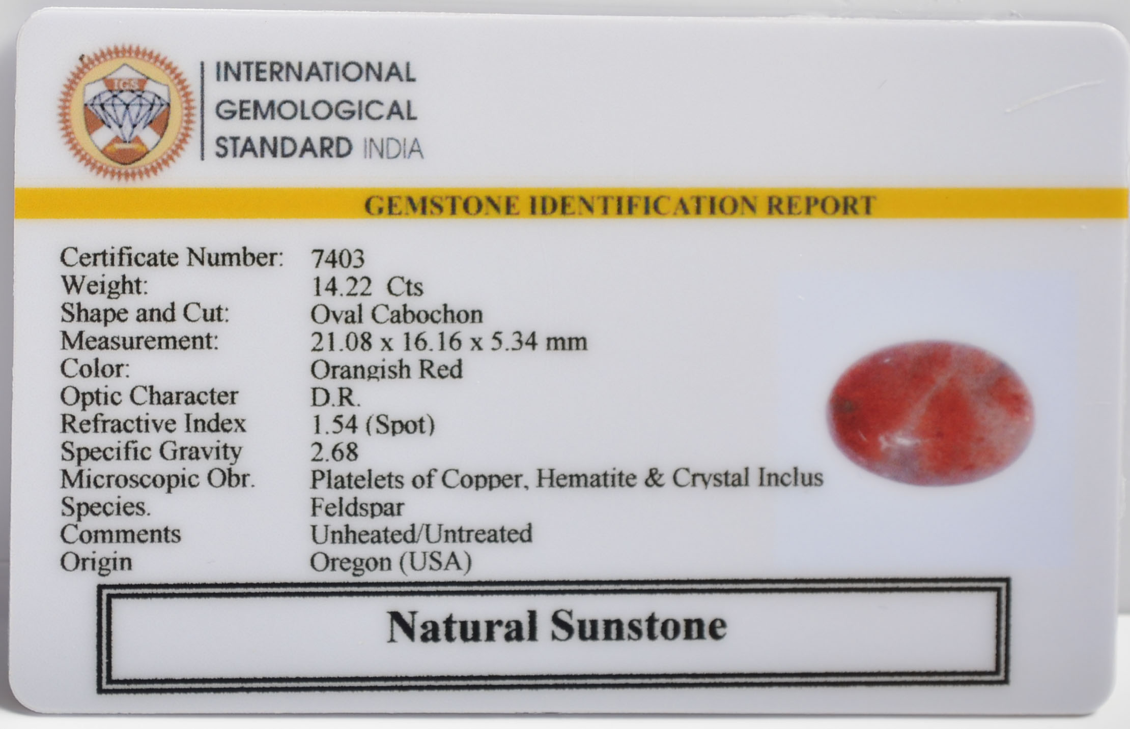 SUN281 2 SUNSTONE 14.22 Ct.