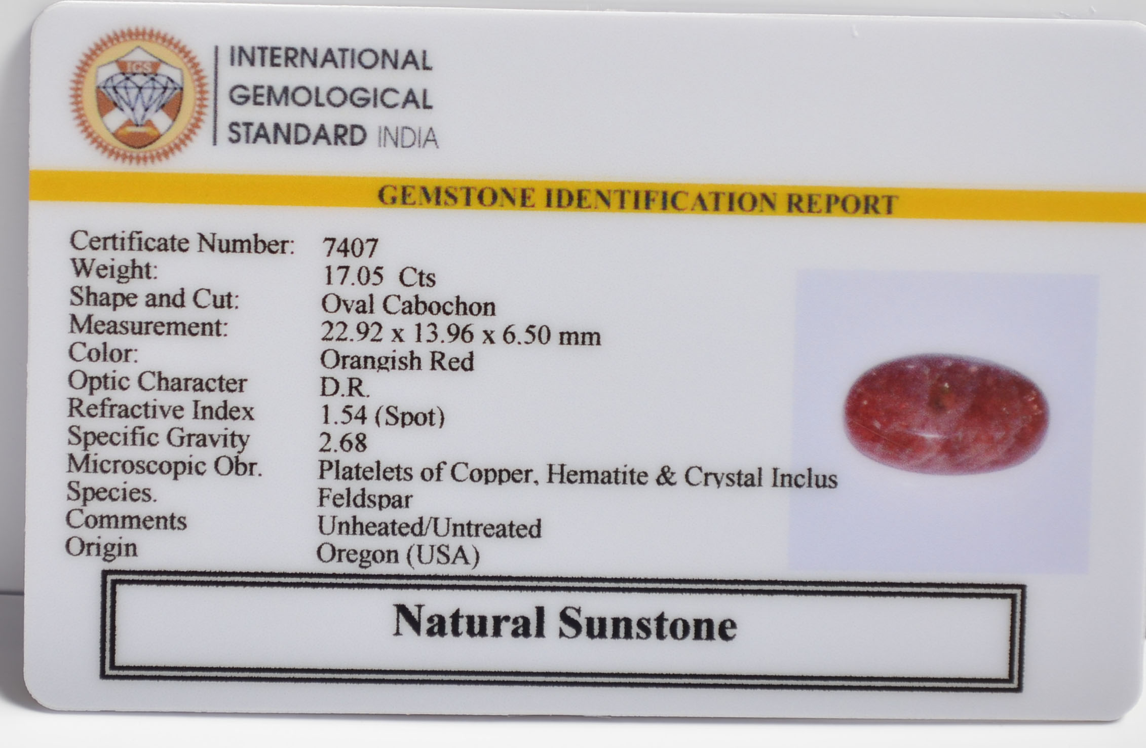 SUN285 2 SUNSTONE 17.05 Ct.