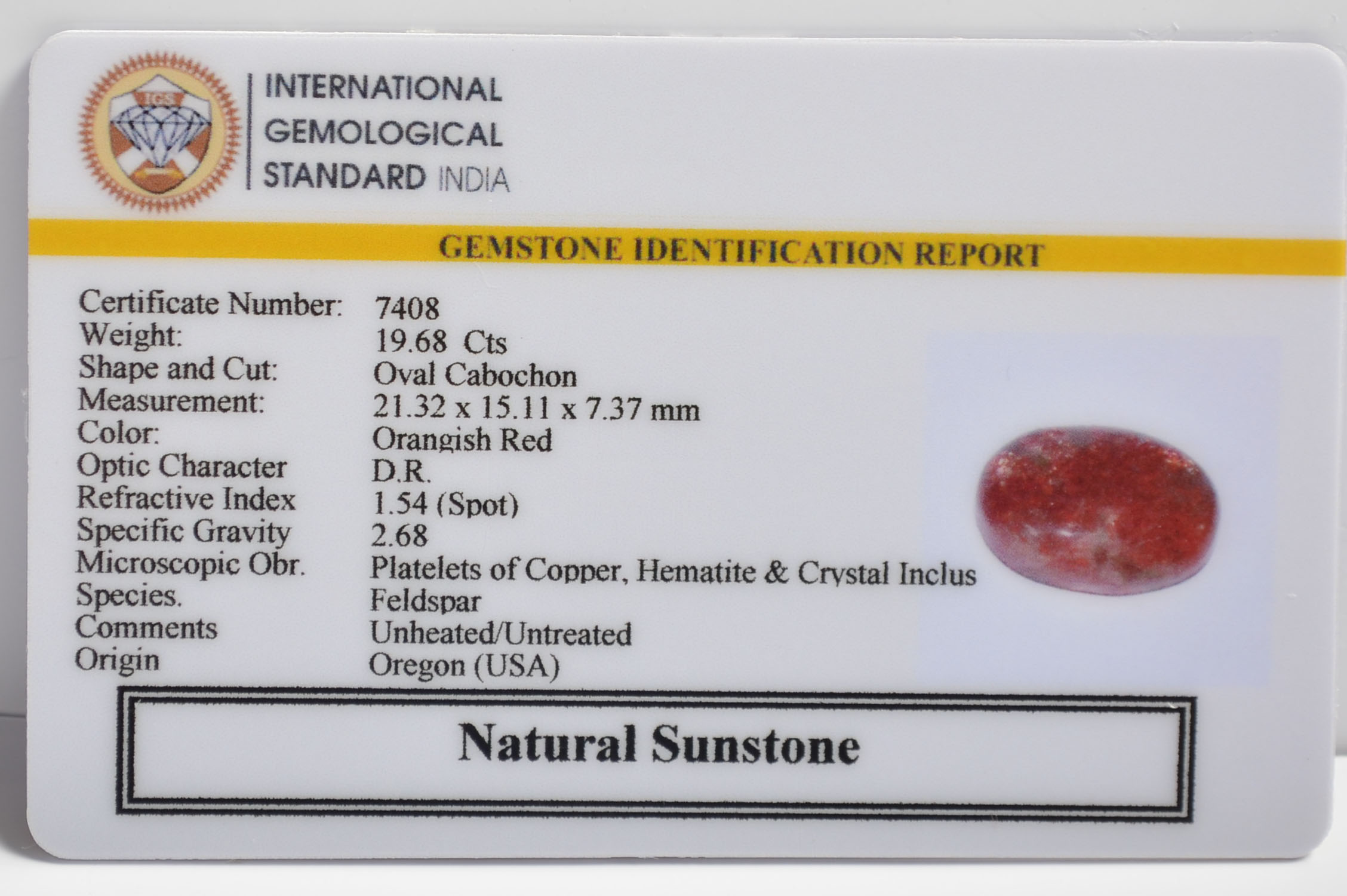 SUN286 2 SUNSTONE 19.68 Ct.