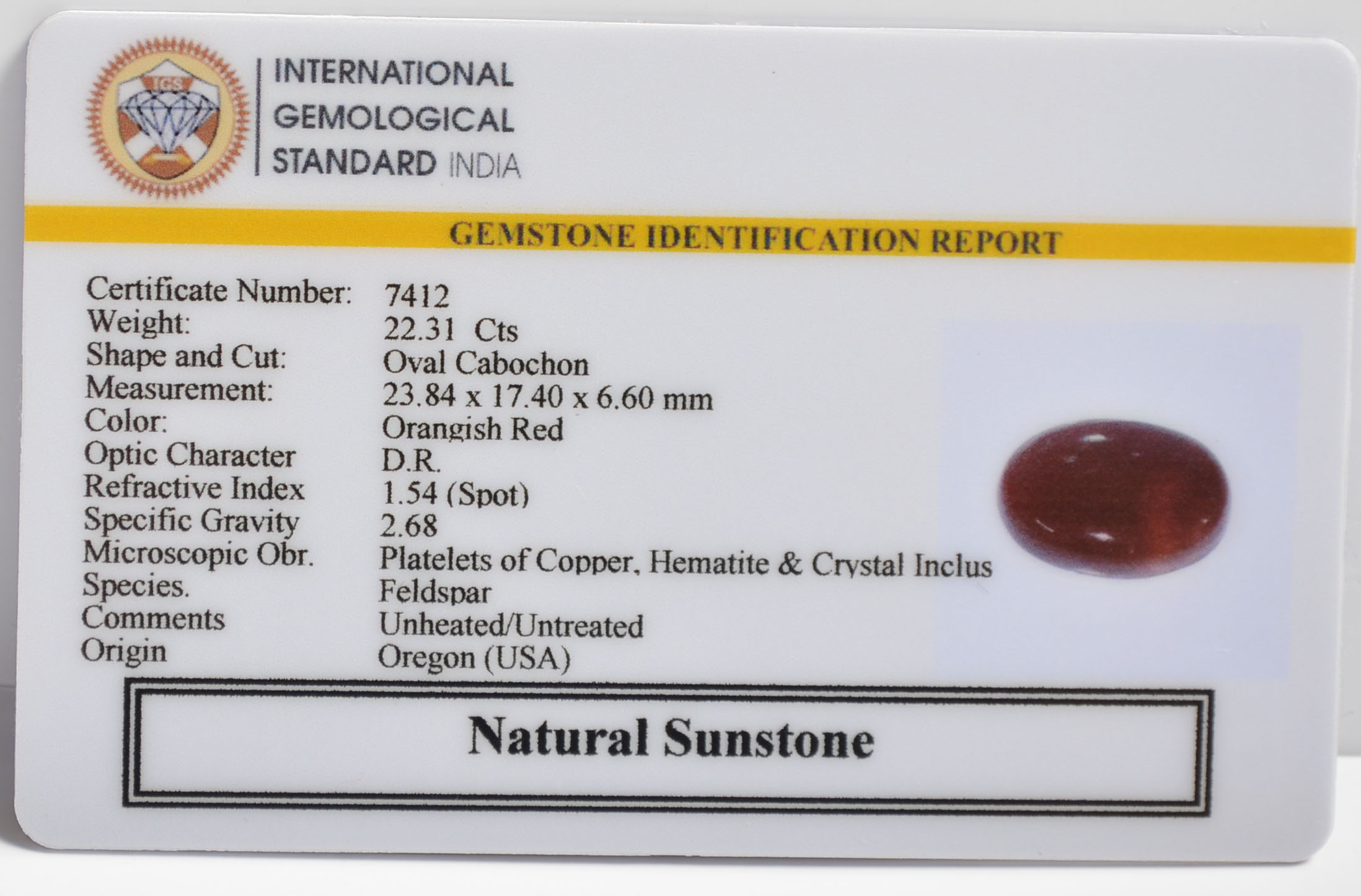 SUN290 2 SUNSTONE 22.31 Ct.