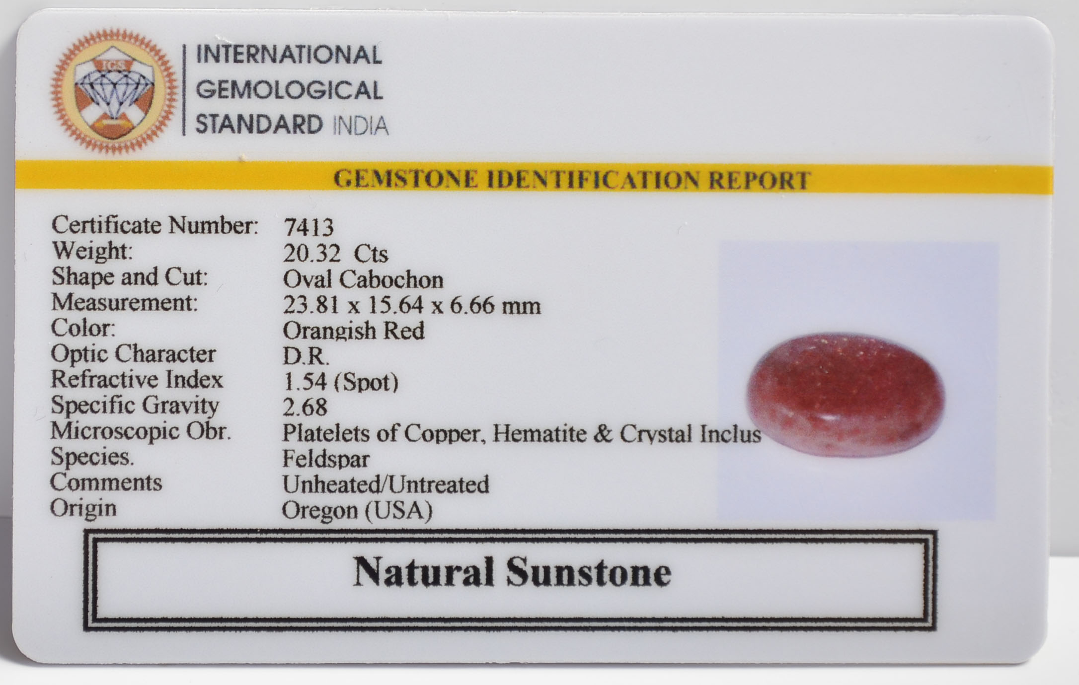 SUN291 2 SUNSTONE 20.32 Ct.