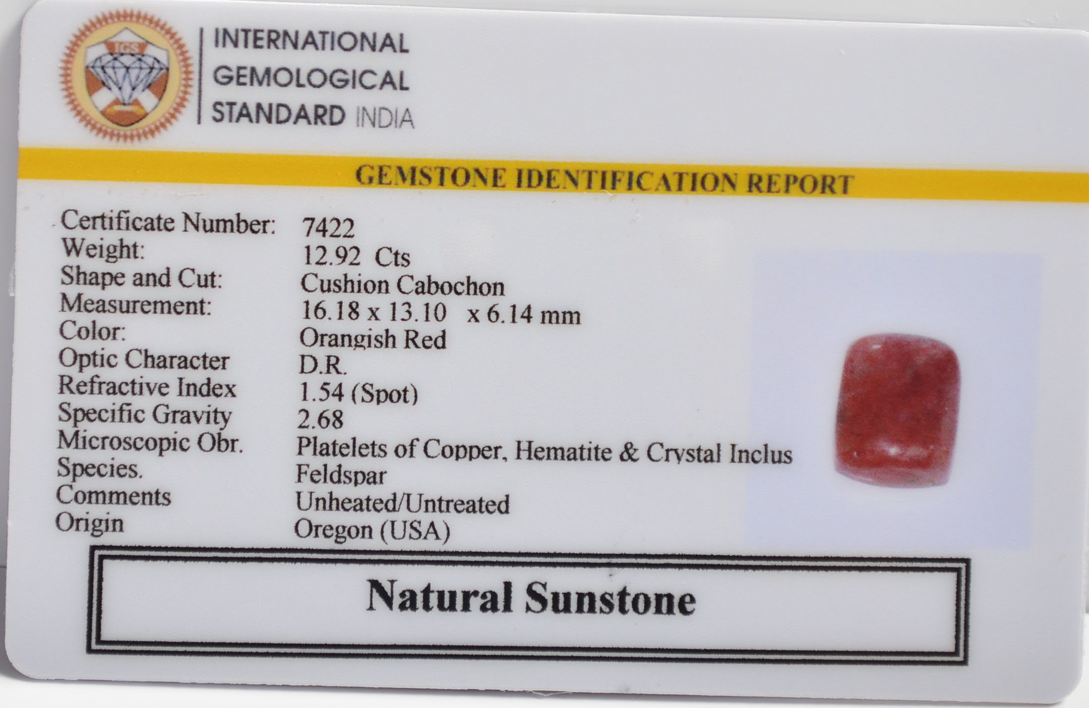 SUN300 2 SUNSTONE 12.92 Ct.