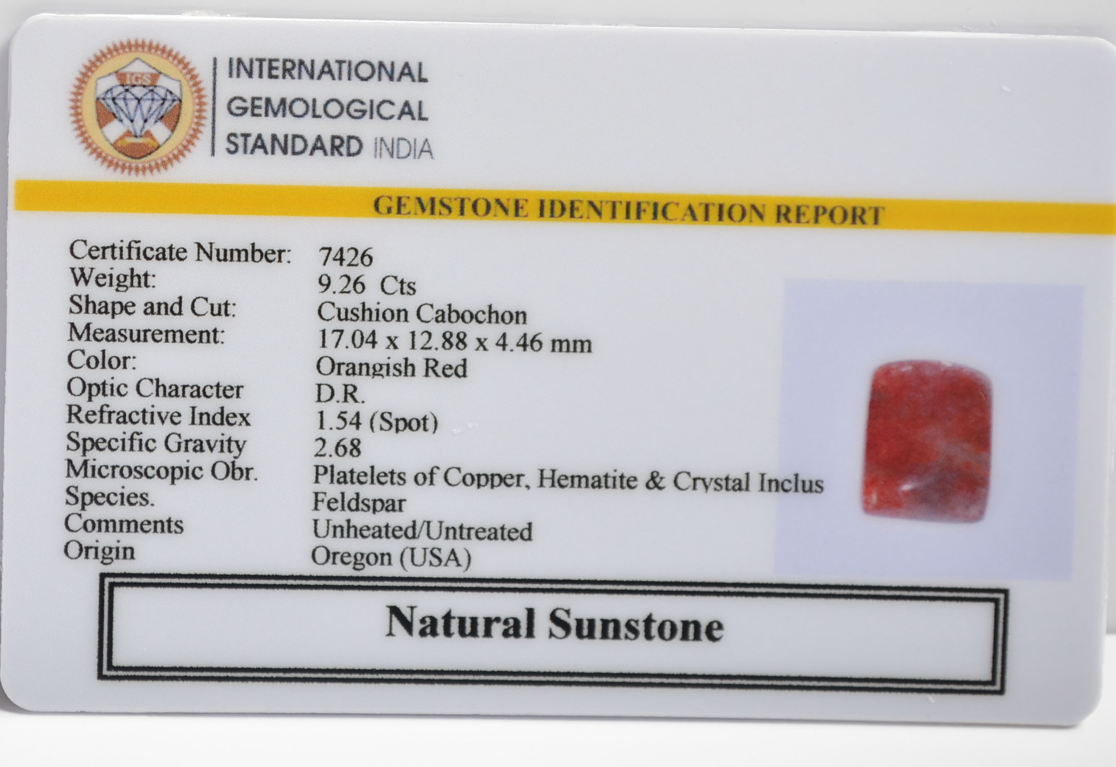 SUN304 2 SUNSTONE 9.26 Ct.