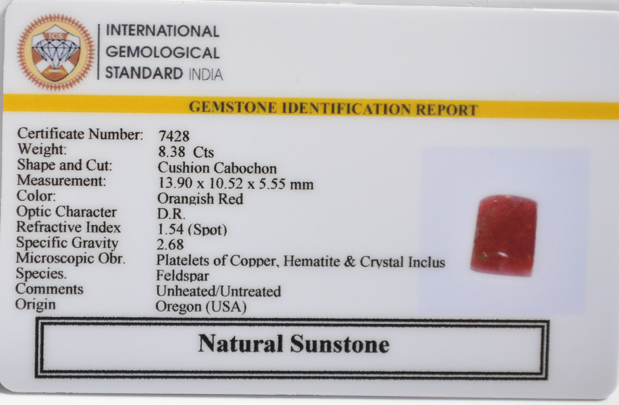 SUN306 2 SUNSTONE 8.38 Ct.