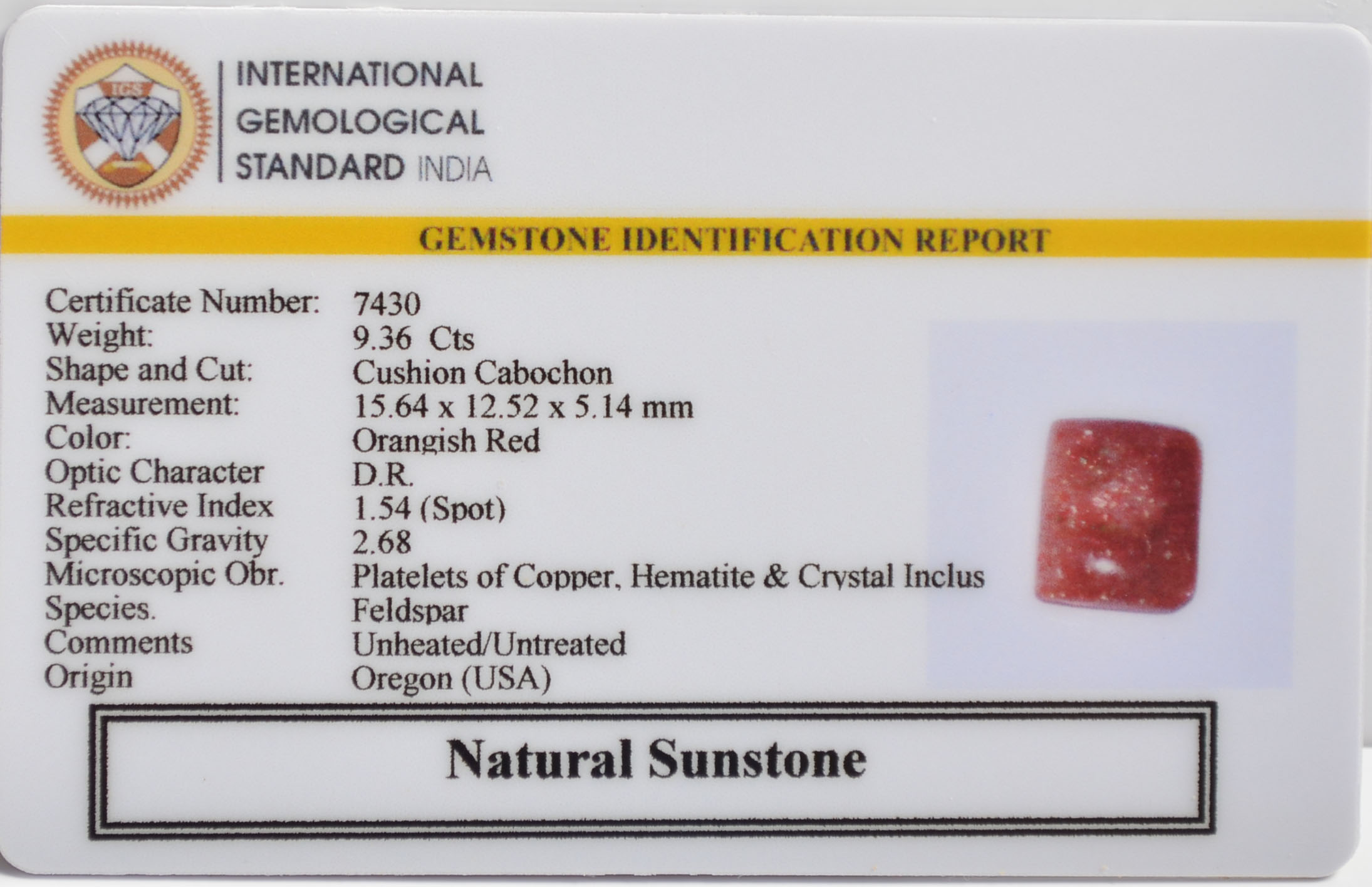 SUN308 2 SUNSTONE 9.36 Ct.