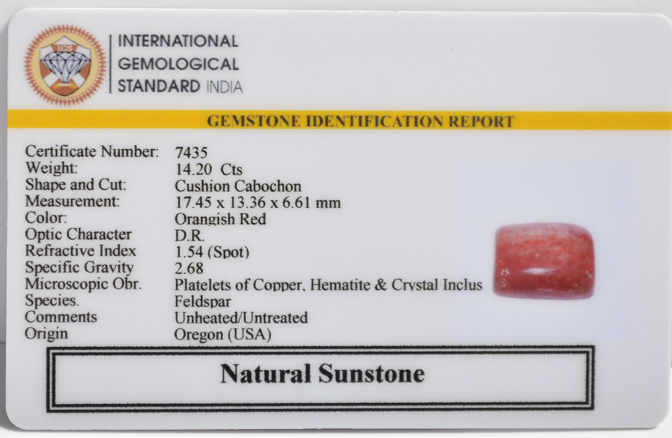 SUN313 2 SUNSTONE 14.2 Ct.