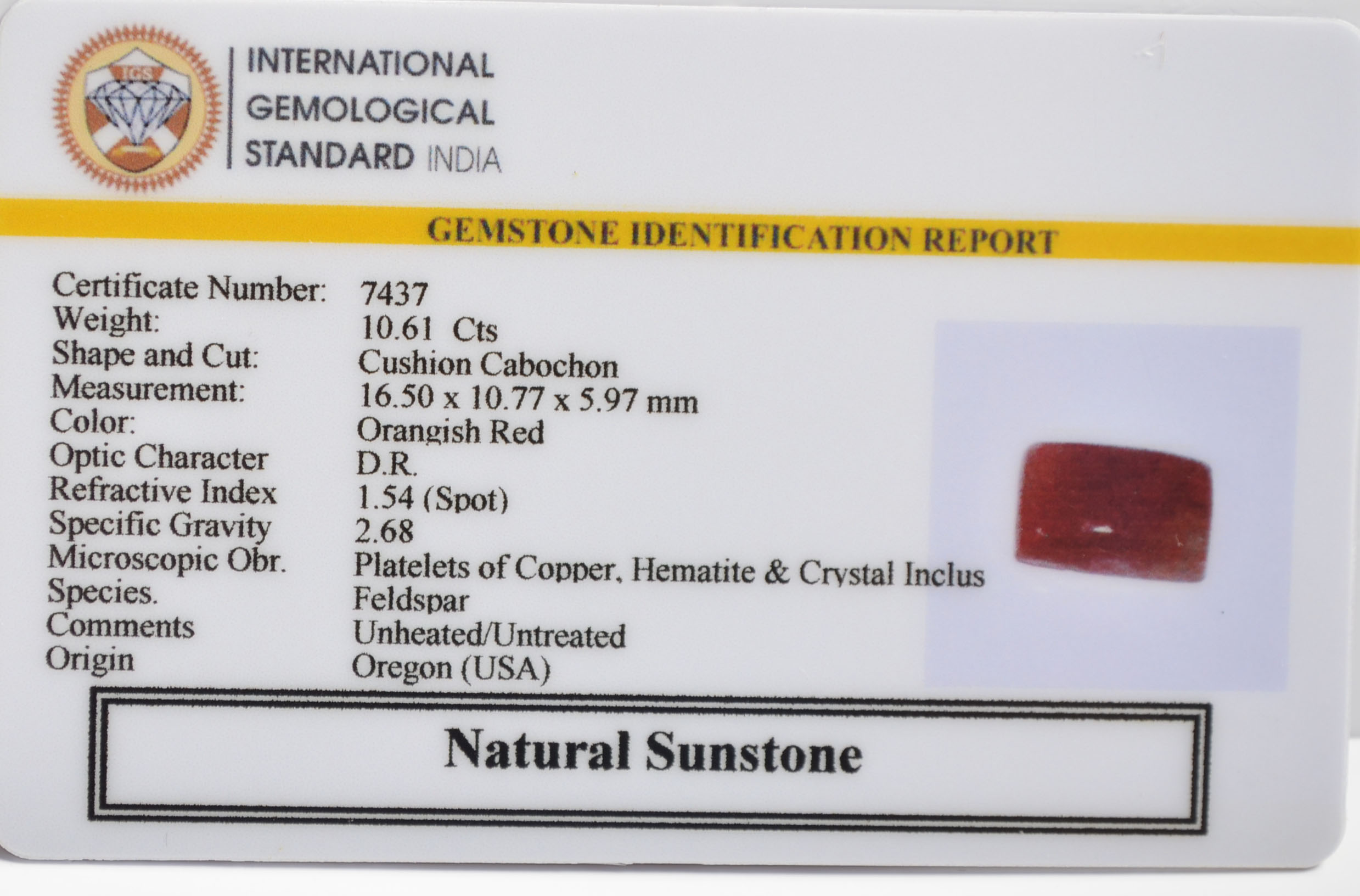 SUN315 2 SUNSTONE 10.61 Ct.