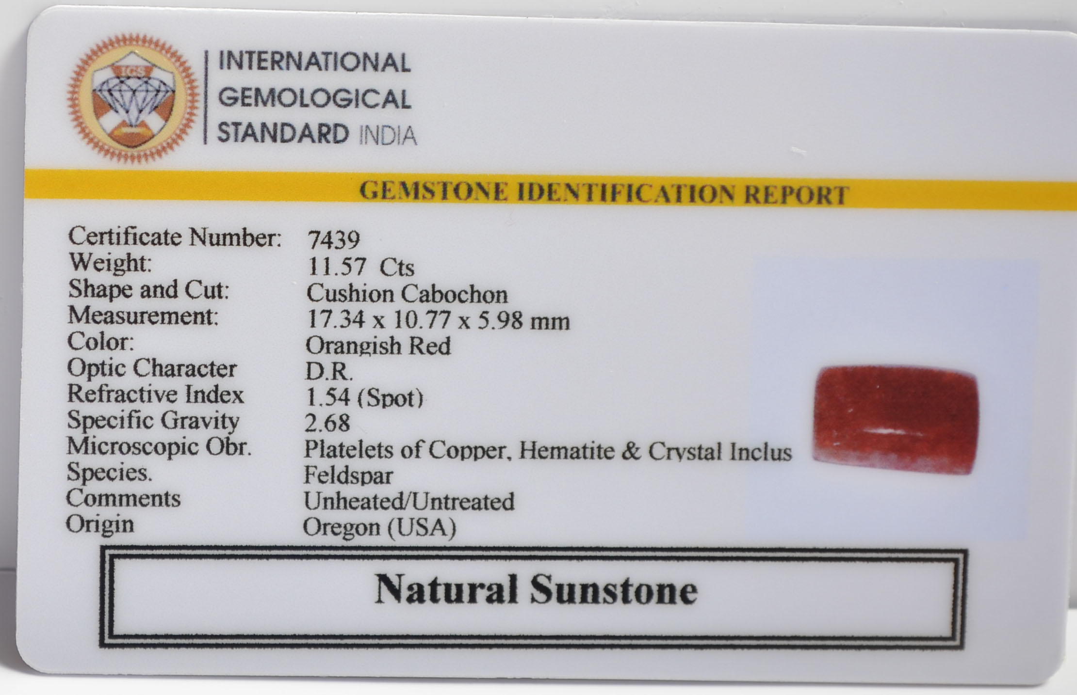 SUN317 2 SUNSTONE 11.57 Ct.