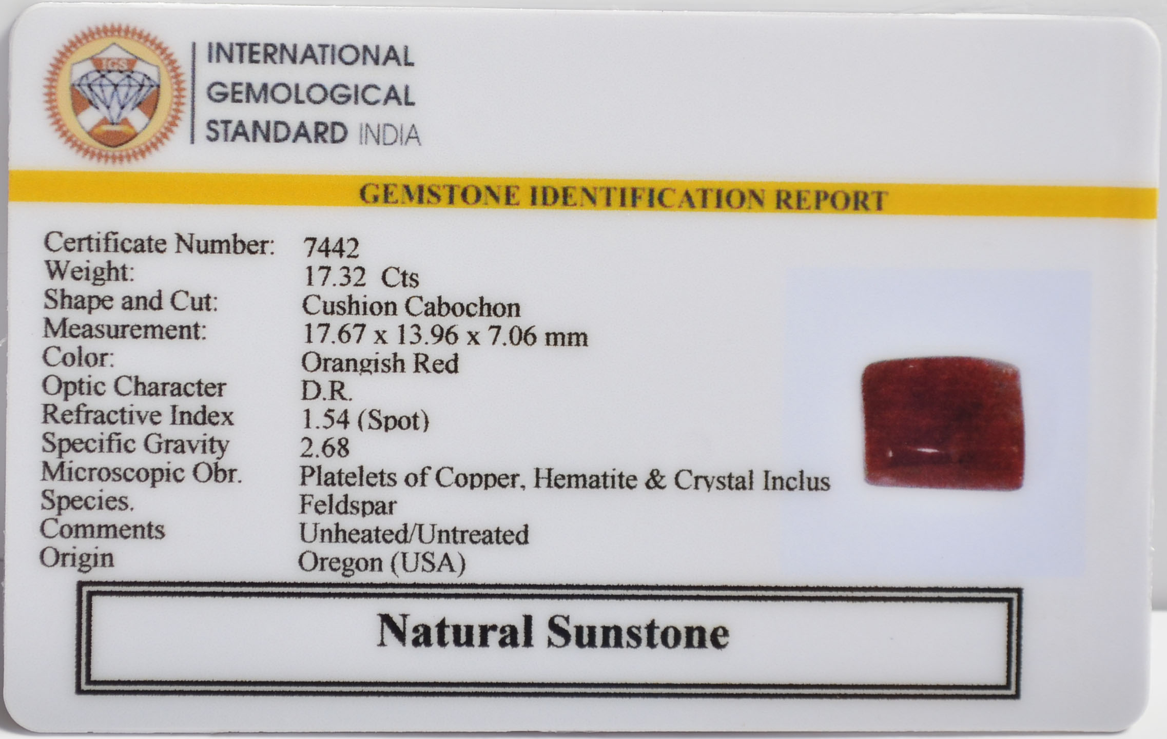 SUN320 2 SUNSTONE 17.32 Ct.