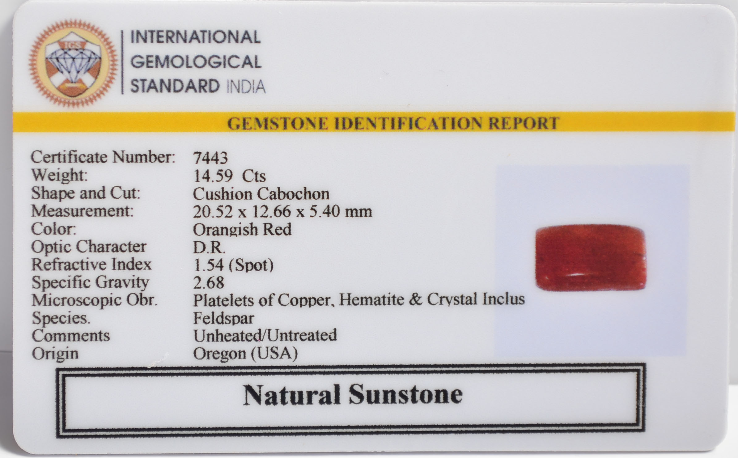 SUN321 2 SUNSTONE 14.59 Ct.