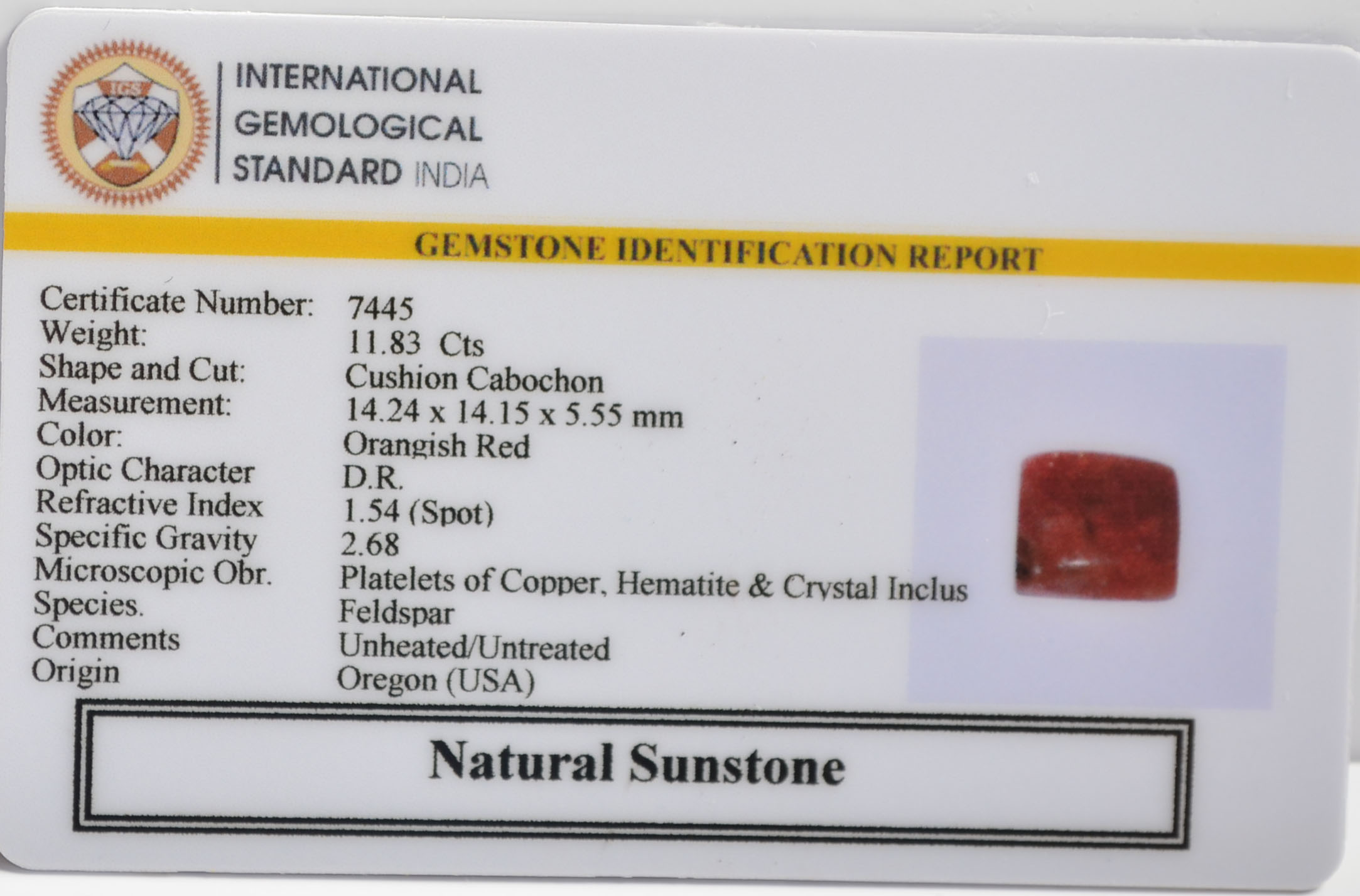 SUN323 2 SUNSTONE 11.83 Ct.