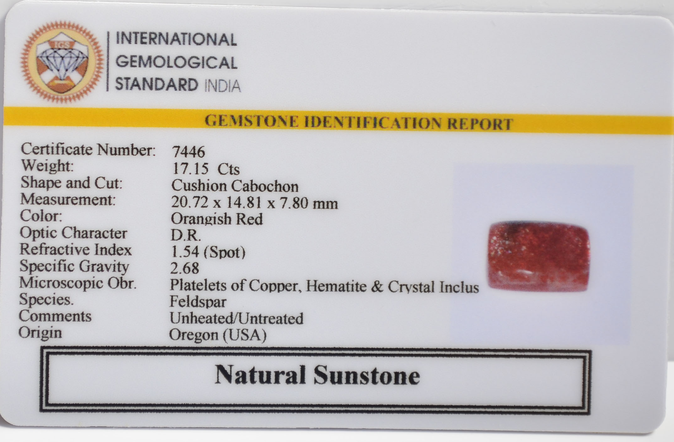 SUN324 2 SUNSTONE 17.15 Ct.