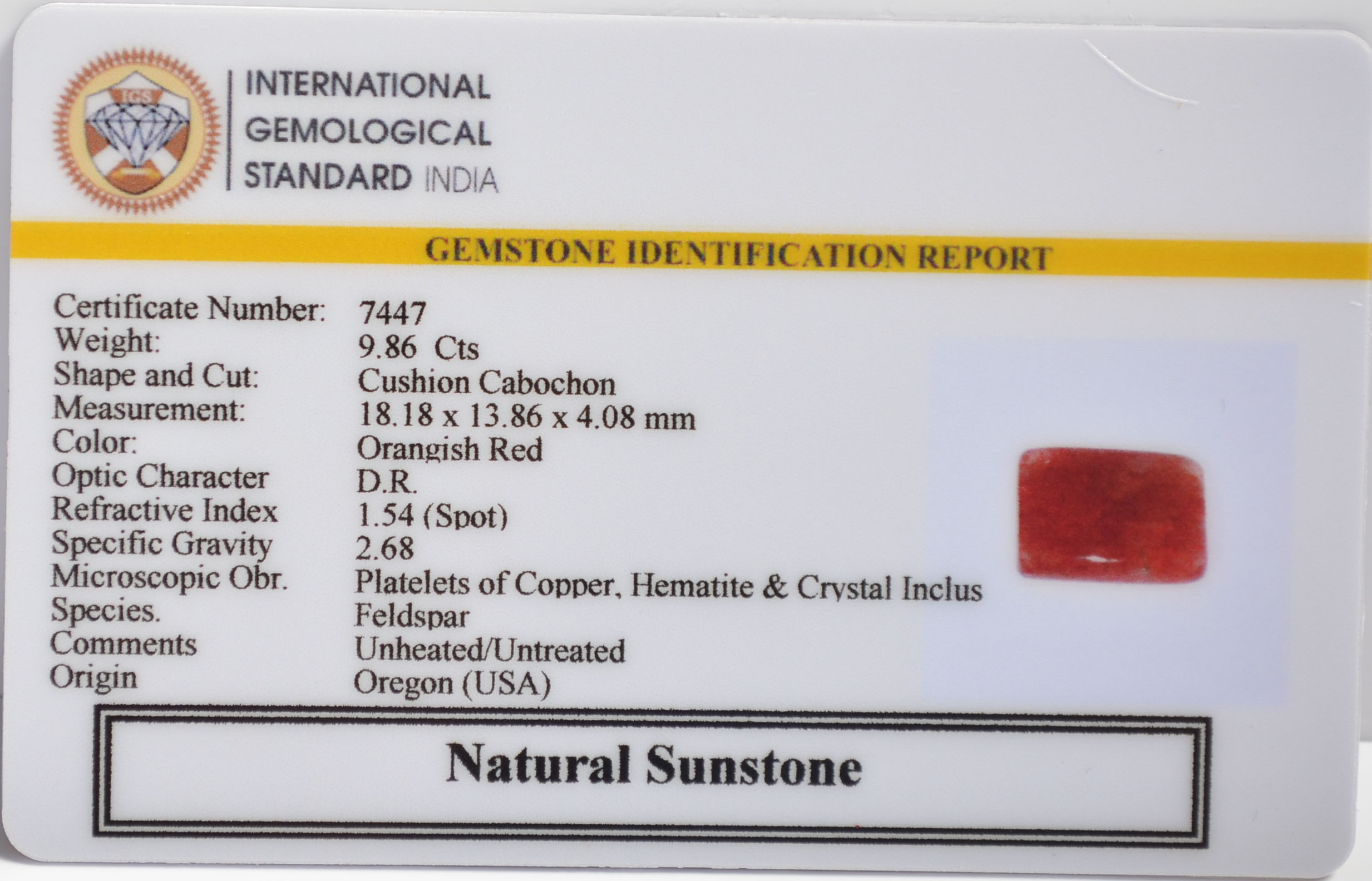 SUN325 2 SUNSTONE 9.86 Ct.