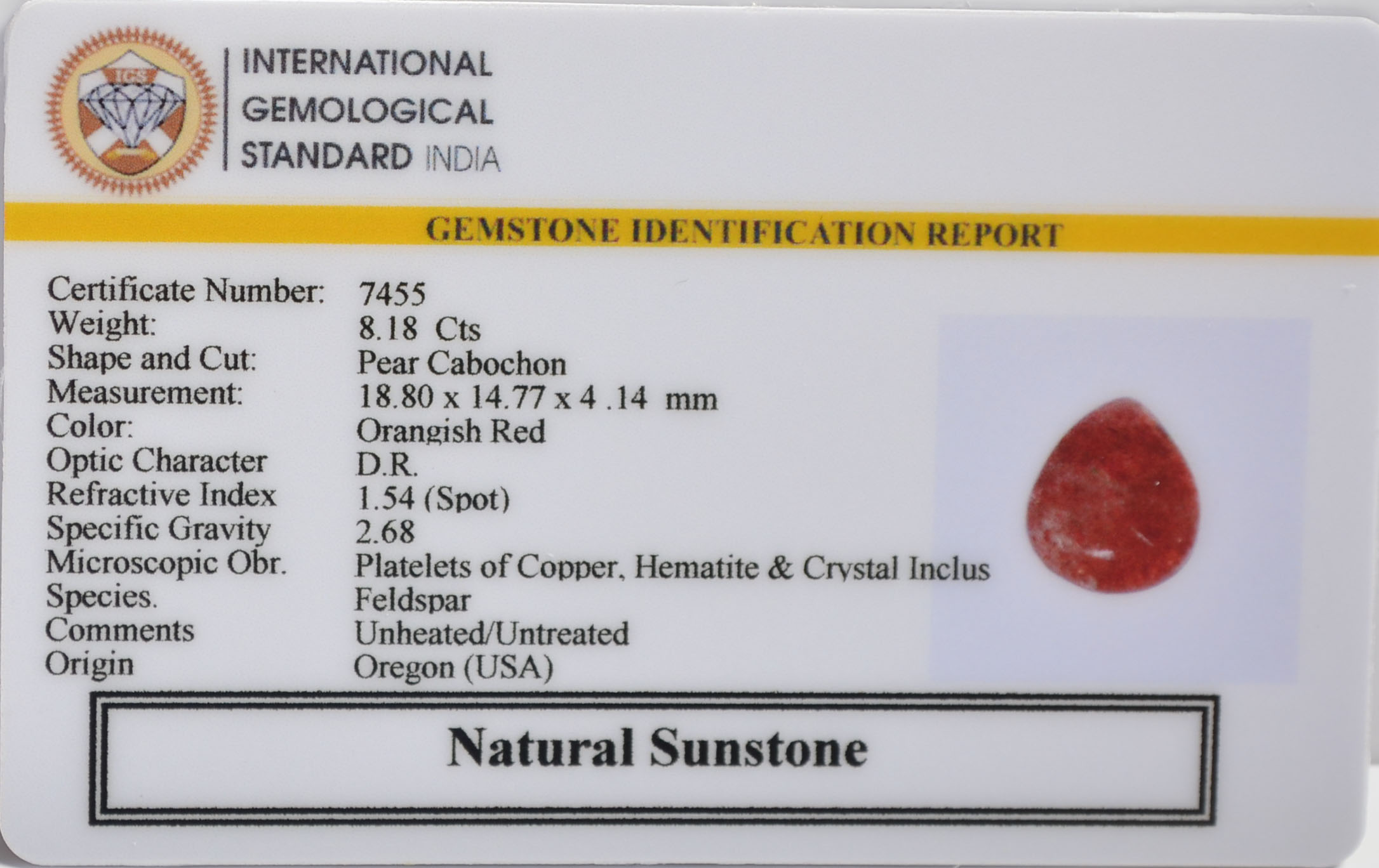SUN333 2 SUNSTONE 8.18 Ct.
