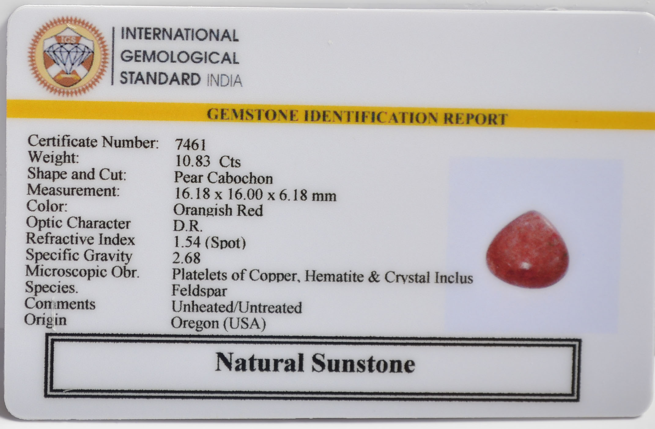 SUN339 2 SUNSTONE 10.83 Ct.