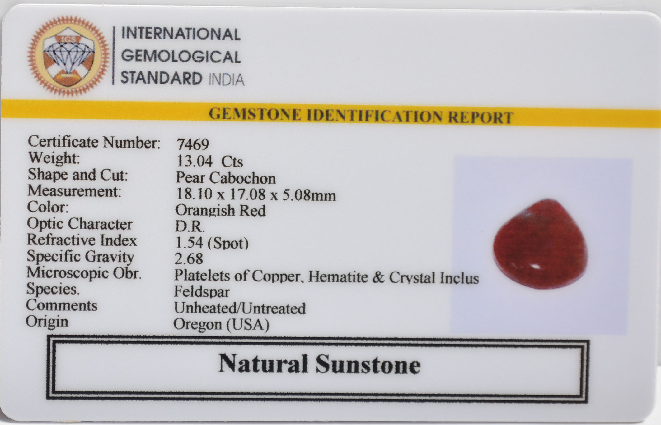 SUN347 2 SUNSTONE 13.04 Ct.
