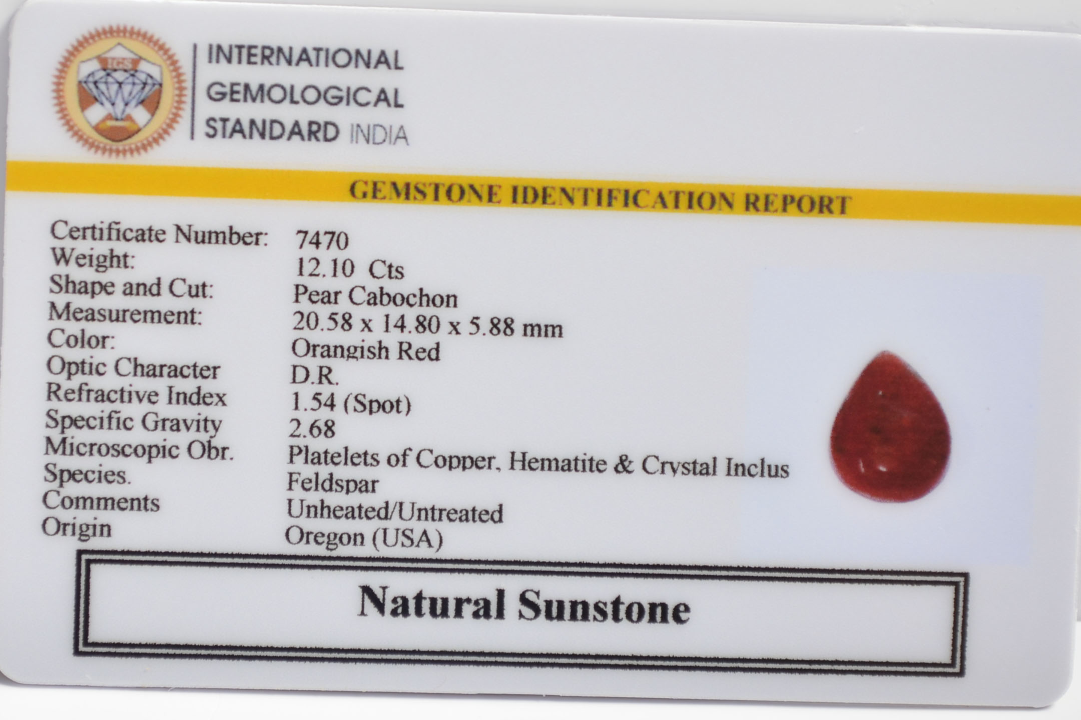 SUNSTONE 12.1 Ct. 3 SUN348 2 SUNSTONE 12.1 Ct.