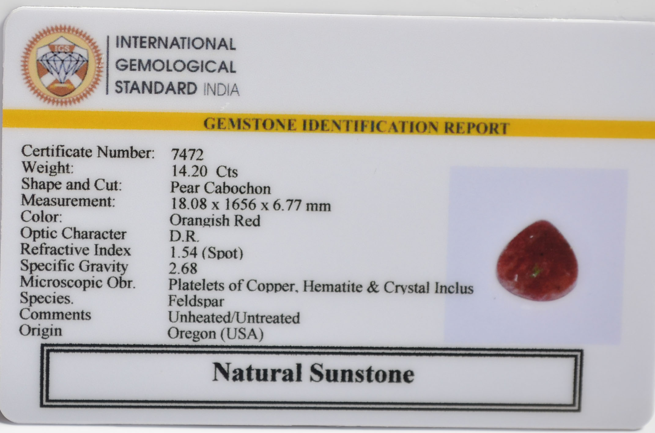 SUN350 2 SUNSTONE 14.2 Ct.
