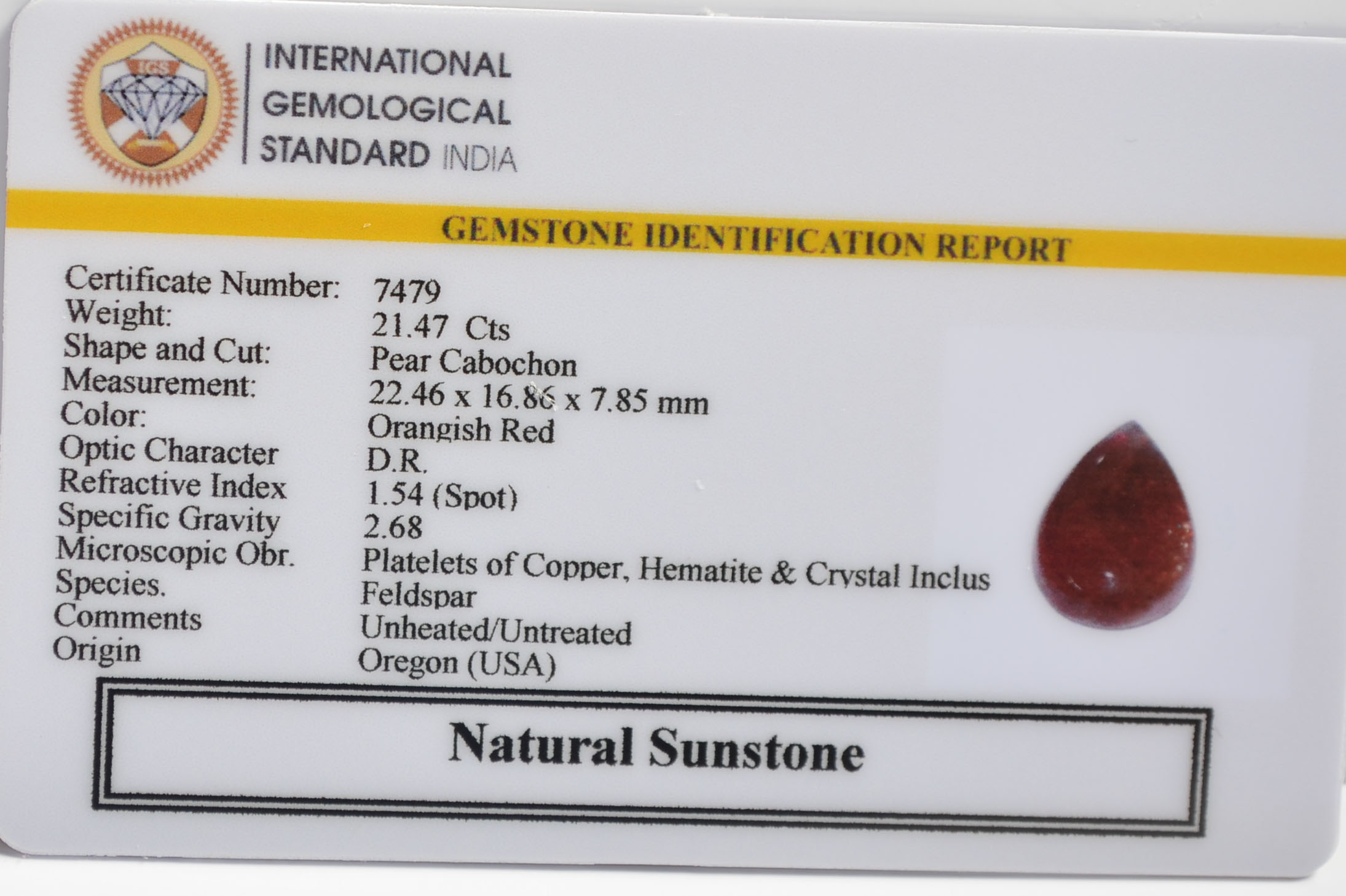 SUN357 2 SUNSTONE 21.47 Ct.
