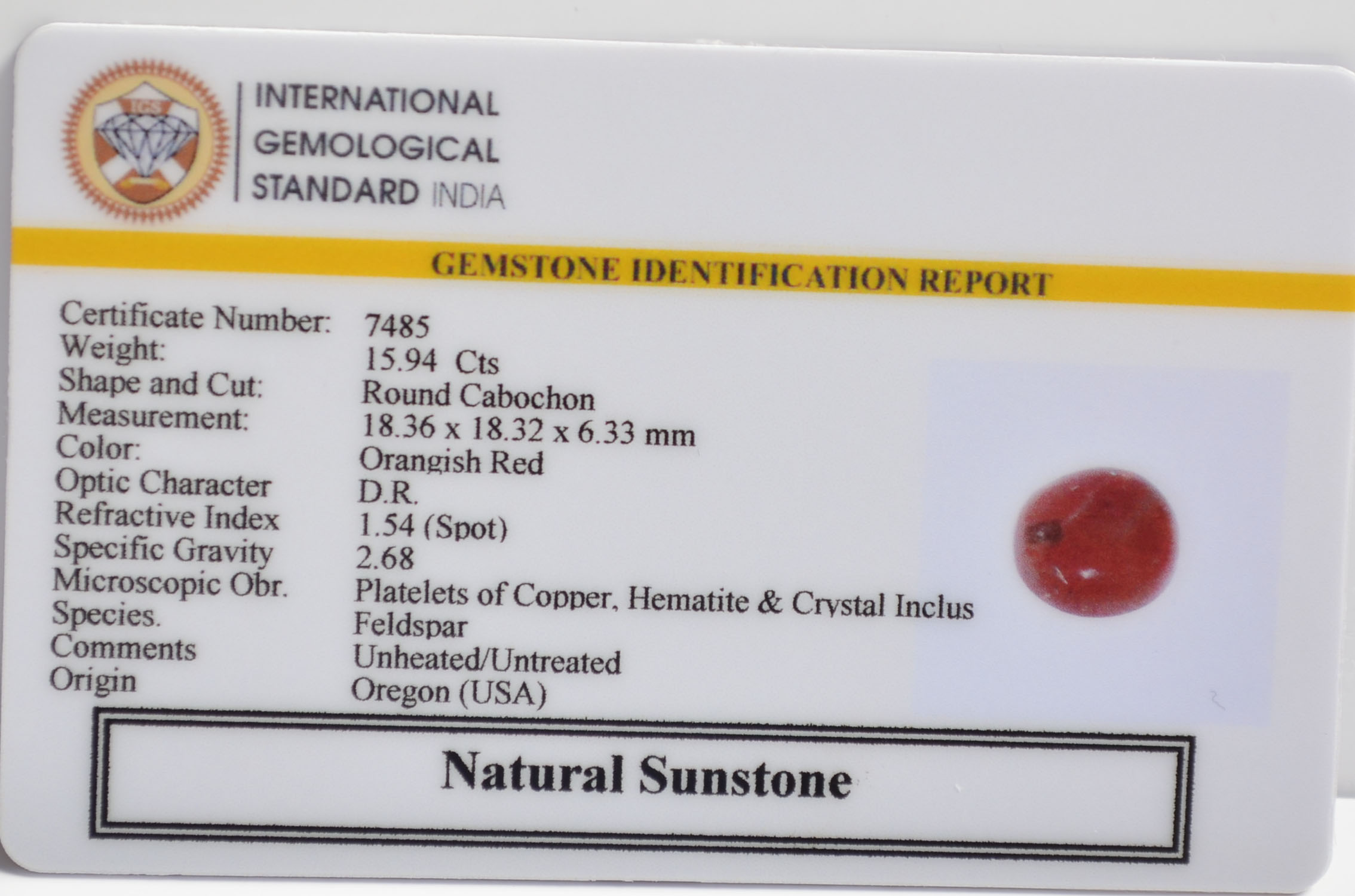 SUN363 2 SUNSTONE 15.94 Ct.