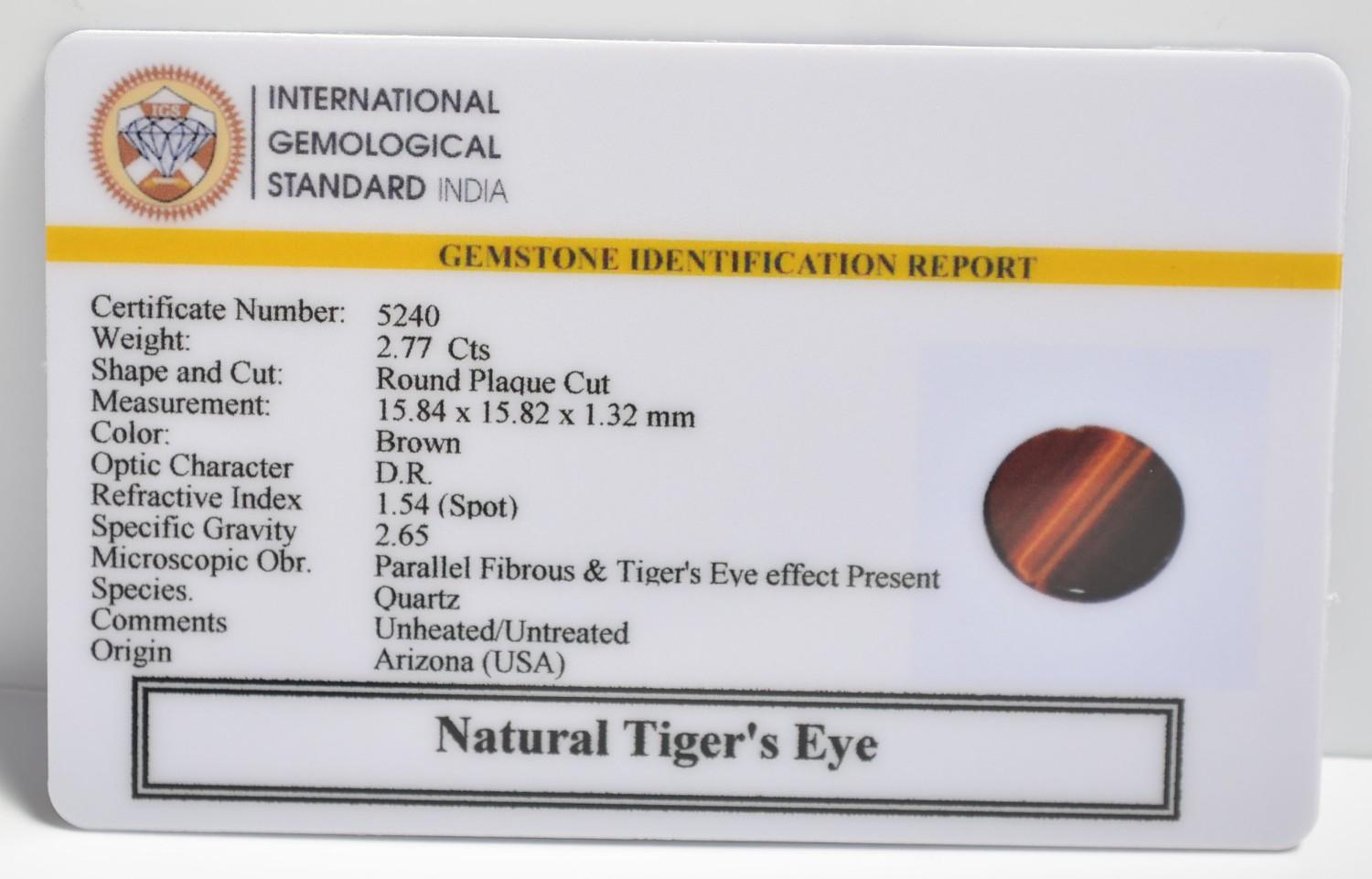 TGR190 2 1 TIGER'S EYE 2.77 Ct.