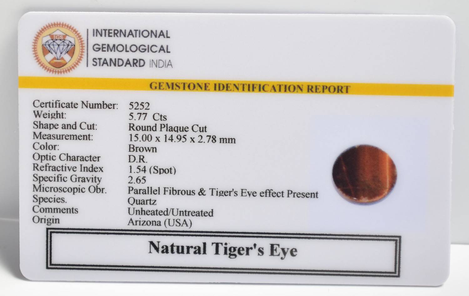 TGR196 2 1 TIGER'S EYE 5.77 Ct.