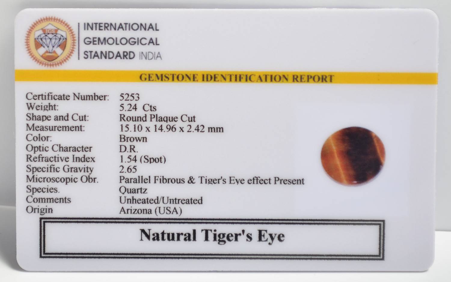 TGR197 2 1 TIGER'S EYE 5.24 Ct.