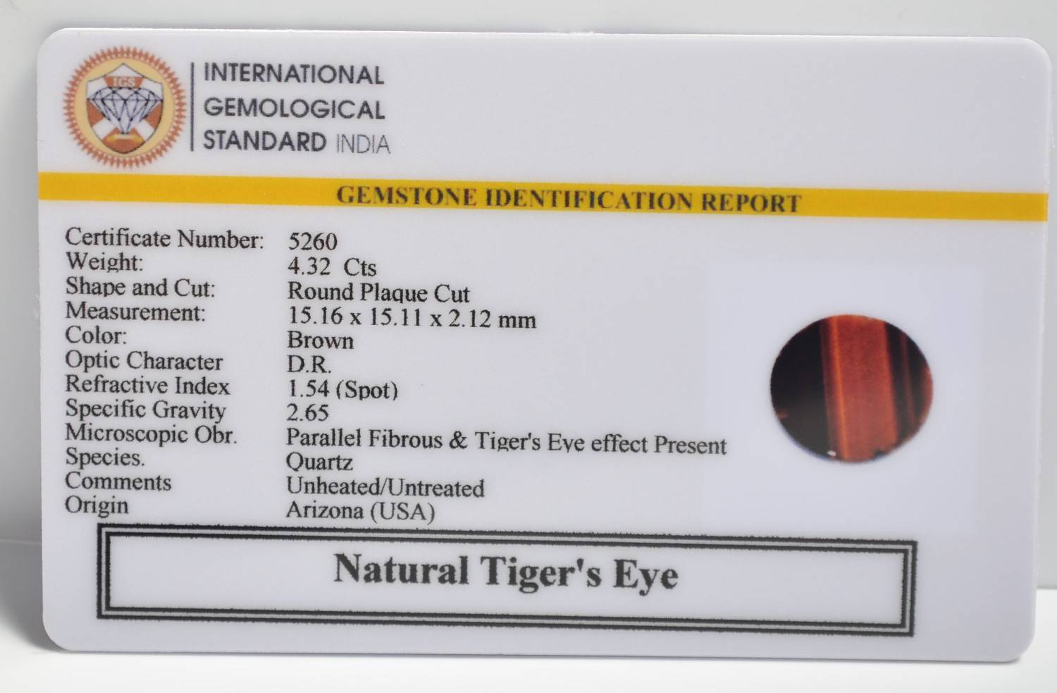 TGR203 2 1 TIGER'S EYE 4.32 Ct.