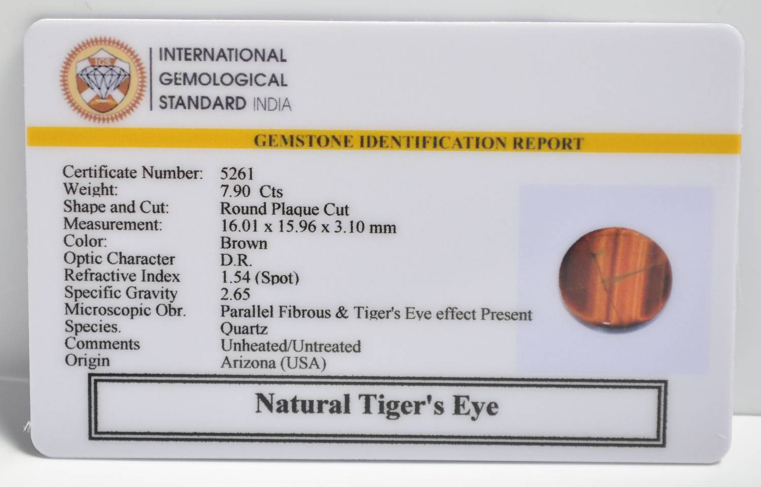 TGR204 2 1 TIGER'S EYE 7.9 Ct.