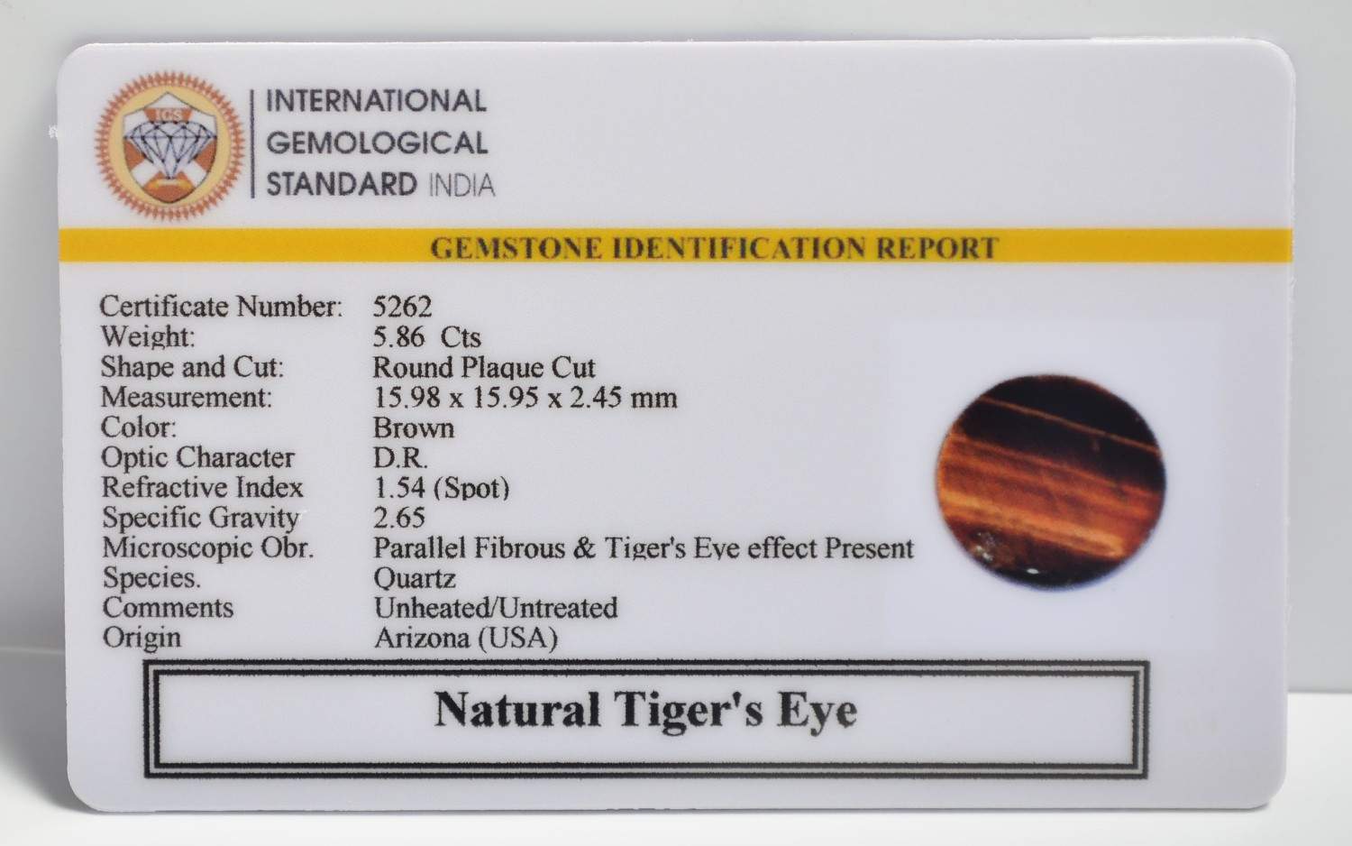 TGR205 2 1 TIGER'S EYE 5.86 Ct.