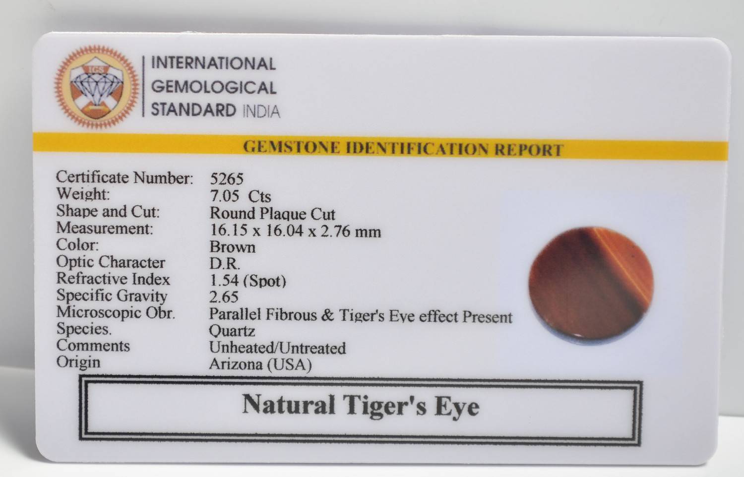 TGR208 2 1 TIGER'S EYE 7.05 Ct.