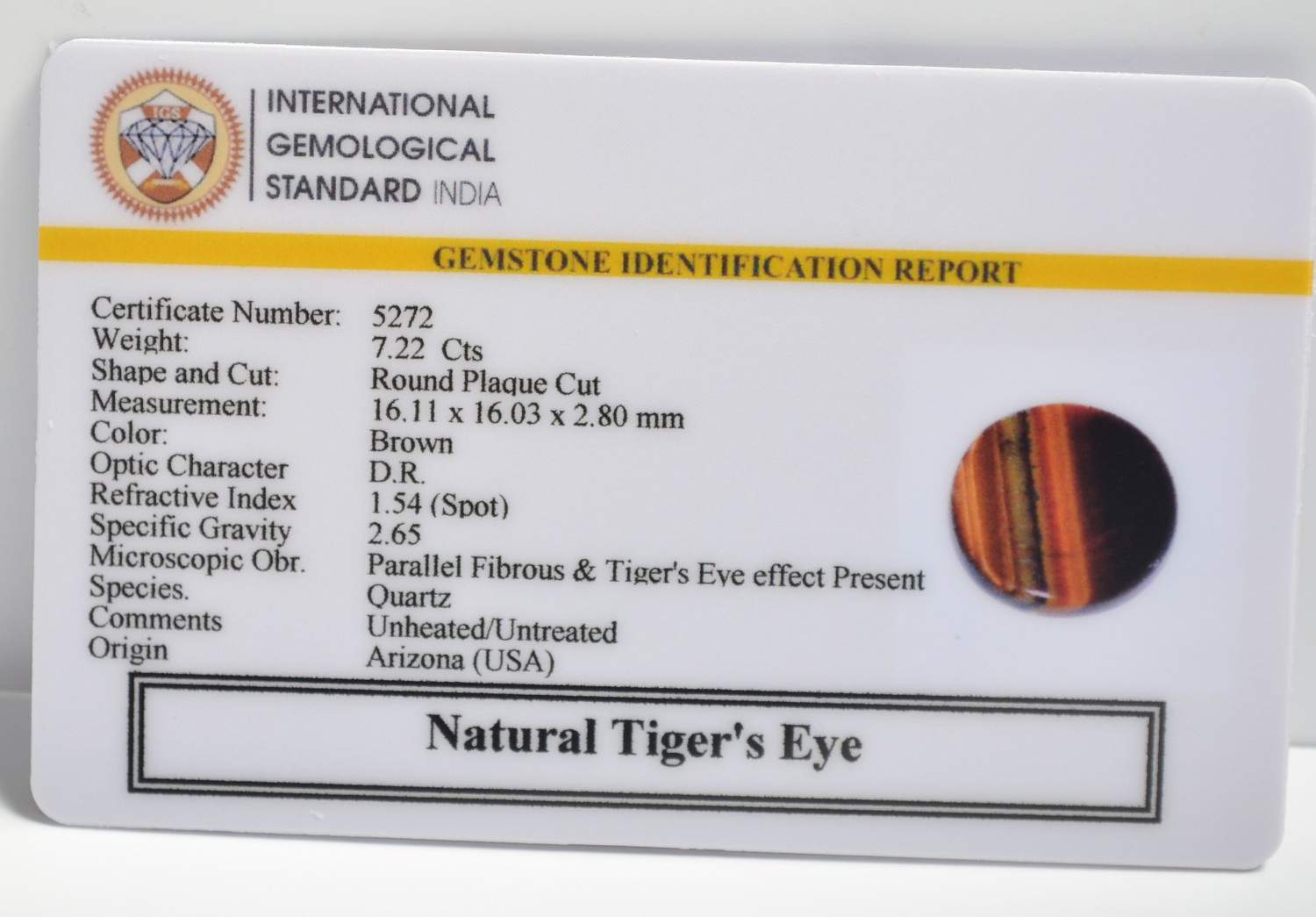 TGR214 2 1 TIGER'S EYE 7.22 Ct.