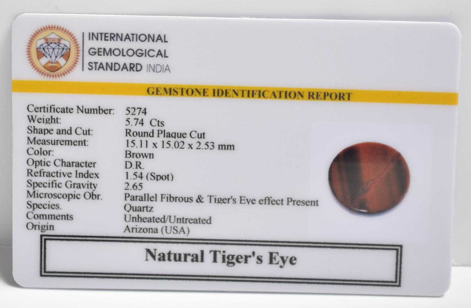 TGR216 2 1 TIGER'S EYE 5.74 Ct.