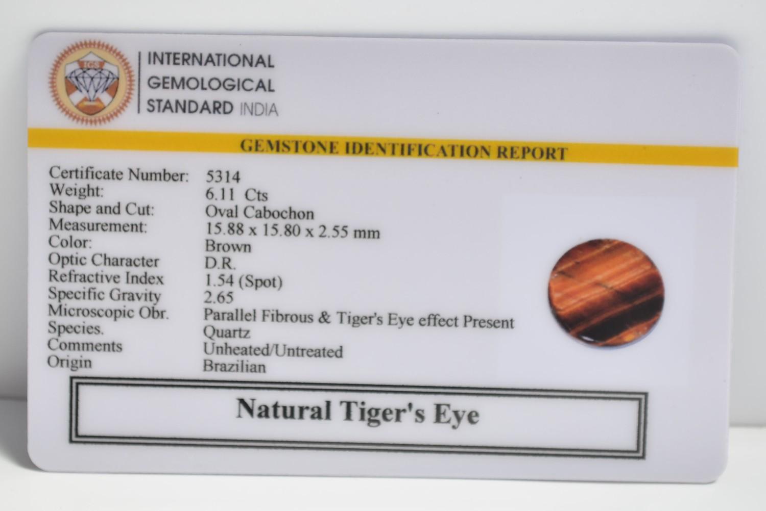 TGR218 2 1 TIGER'S EYE 6.11 Ct.