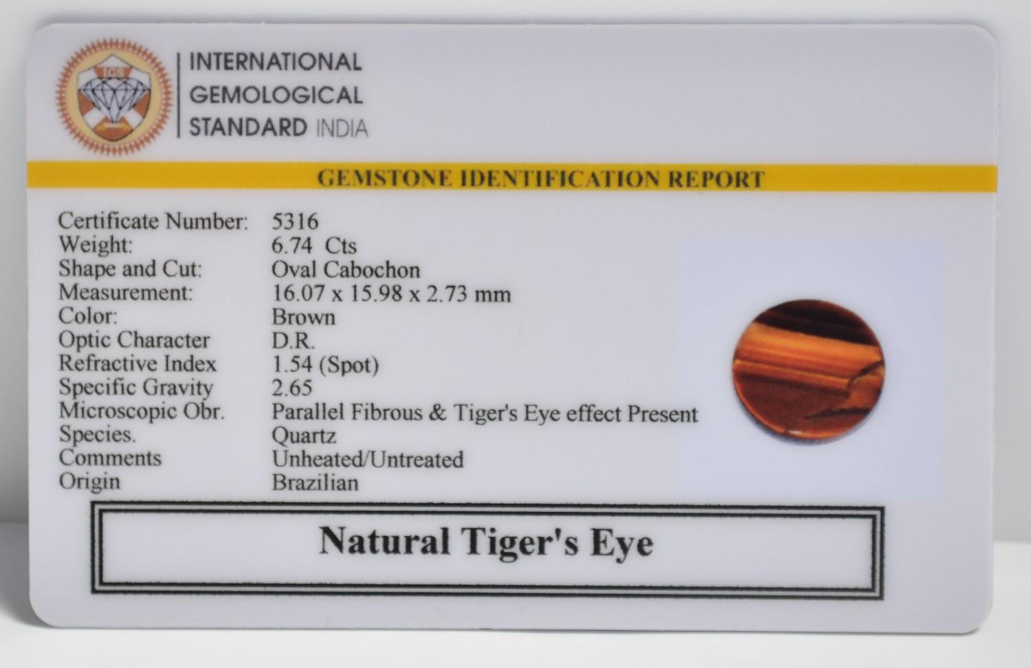 TGR220 2 1 TIGER'S EYE 6.74 Ct.