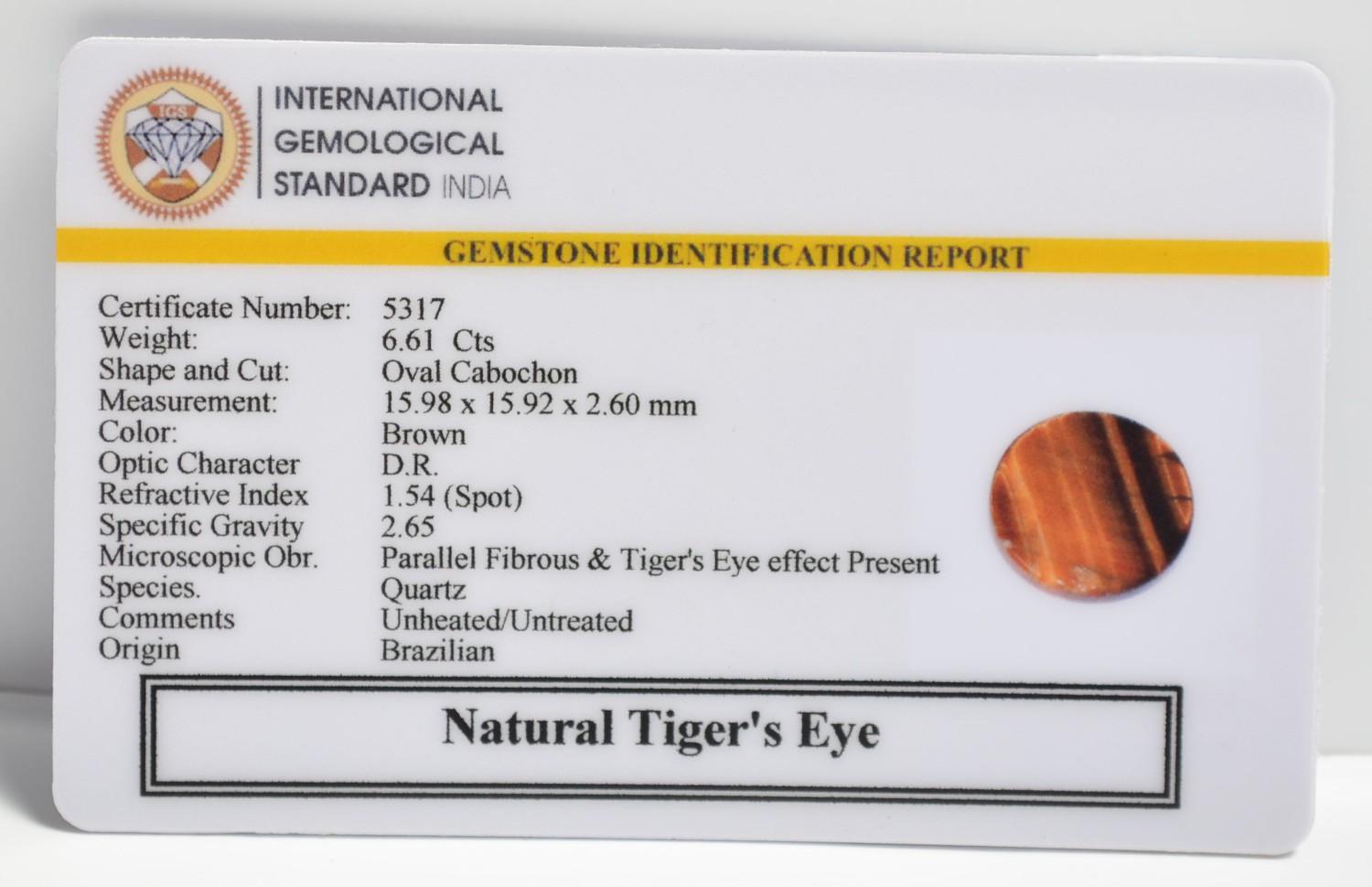TGR221 2 1 TIGER'S EYE 6.61 Ct.