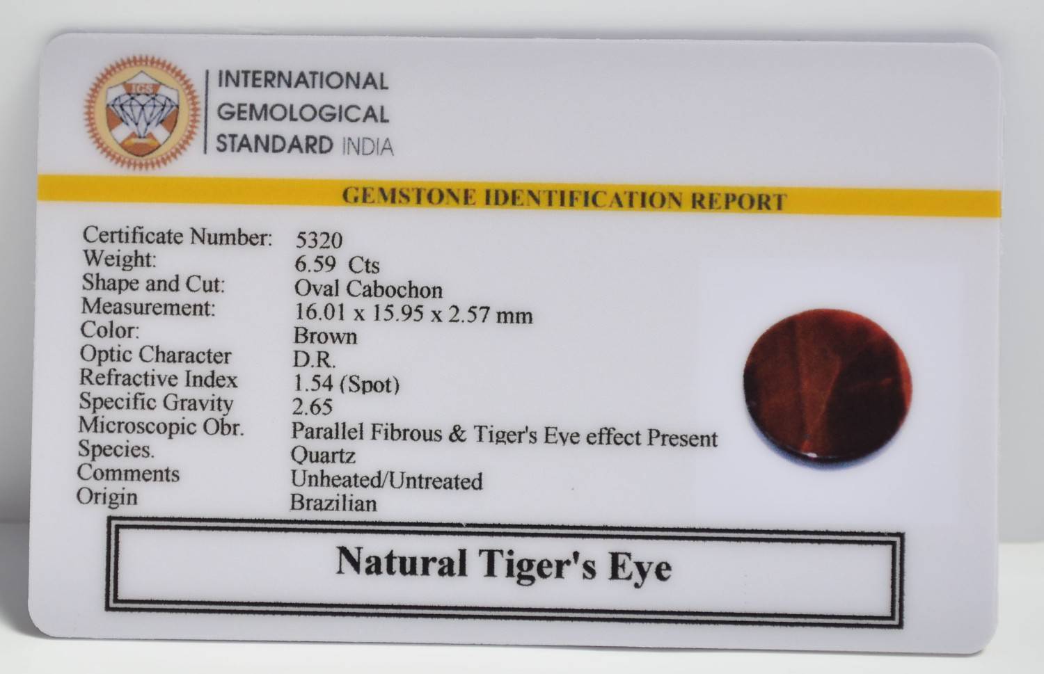 TGR224 2 1 TIGER'S EYE 6.59 Ct.