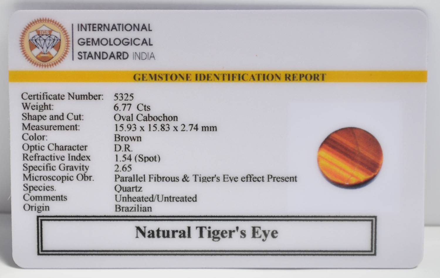 TGR229 2 1 TIGER'S EYE 6.77 Ct.