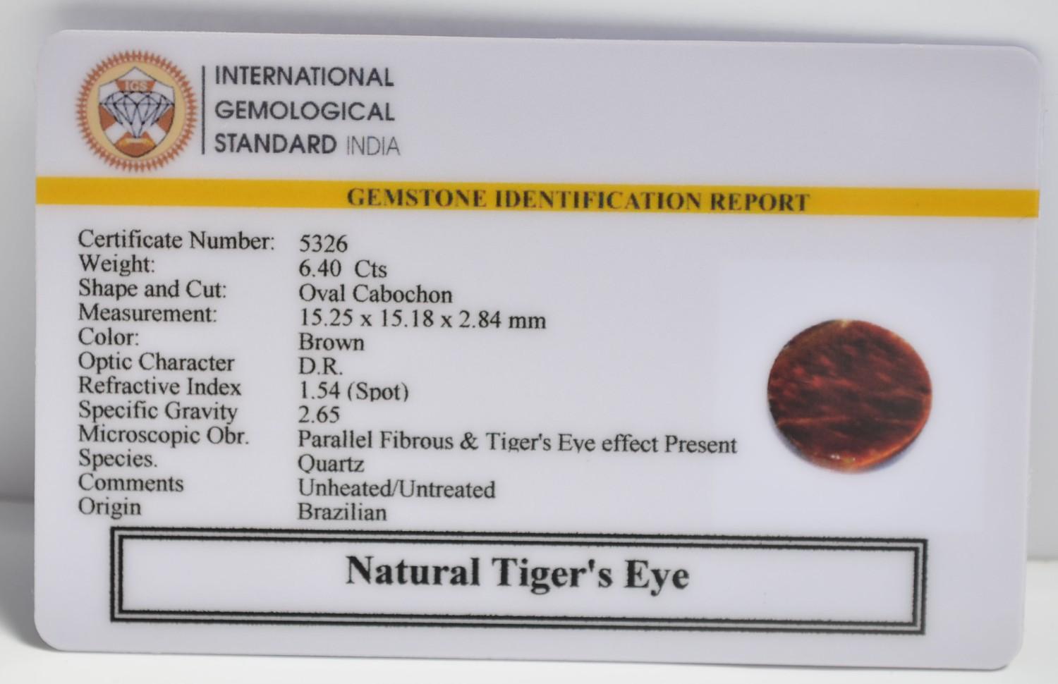 TGR230 2 1 TIGER'S EYE 6.4 Ct.