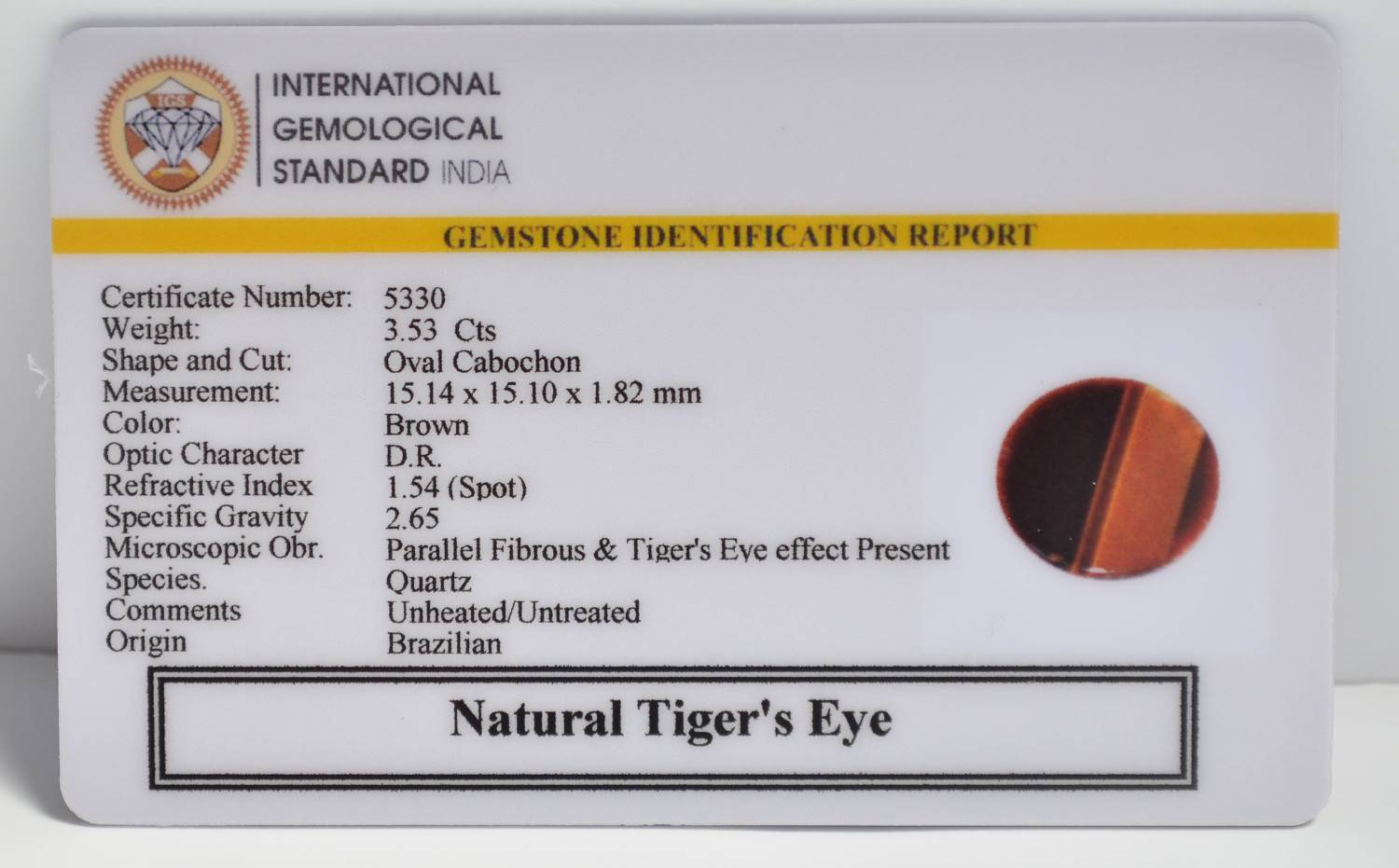 TGR234 2 1 TIGER'S EYE 3.53 Ct.