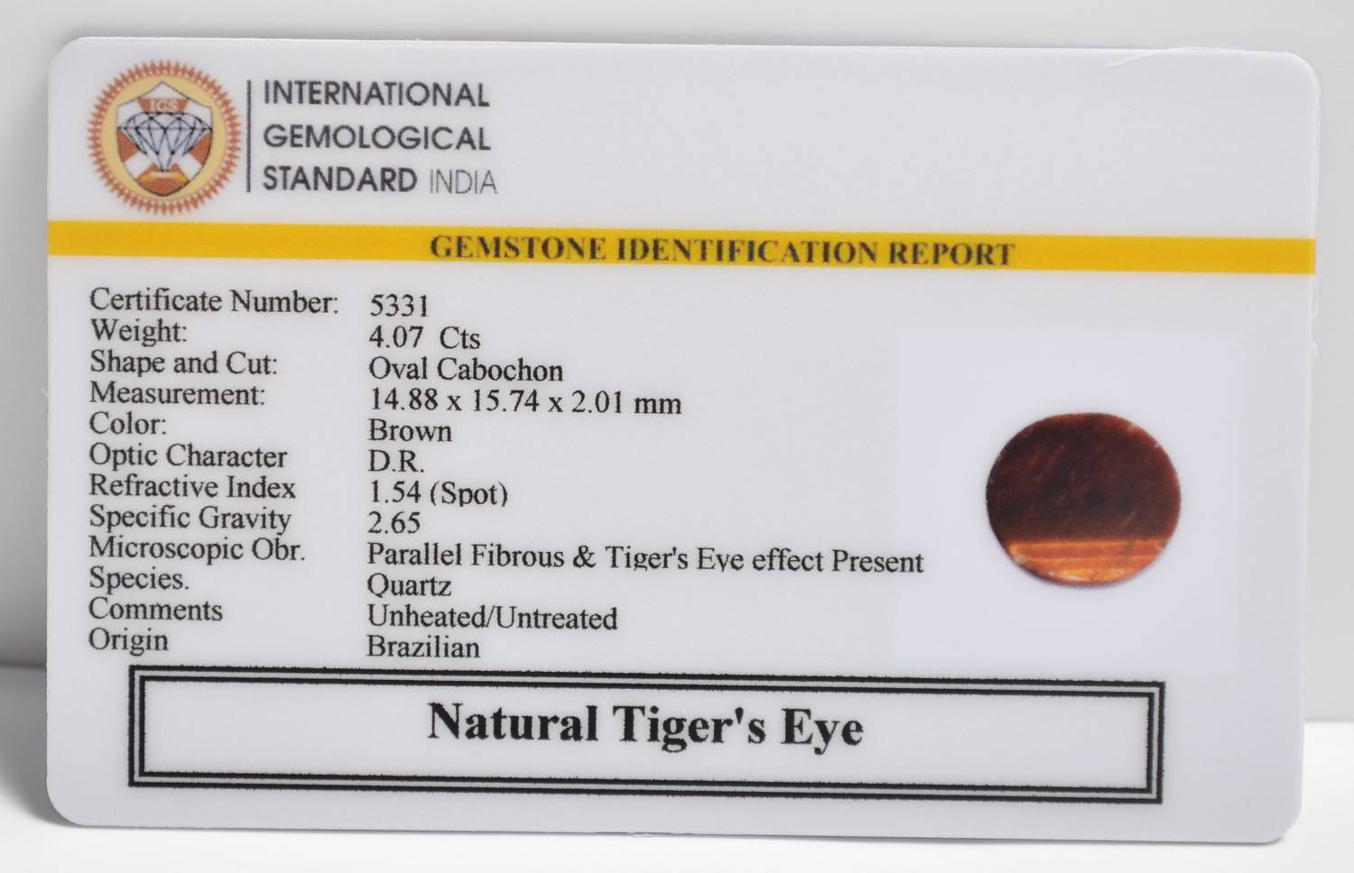 TGR235 2 1 TIGER'S EYE 4.07 Ct.